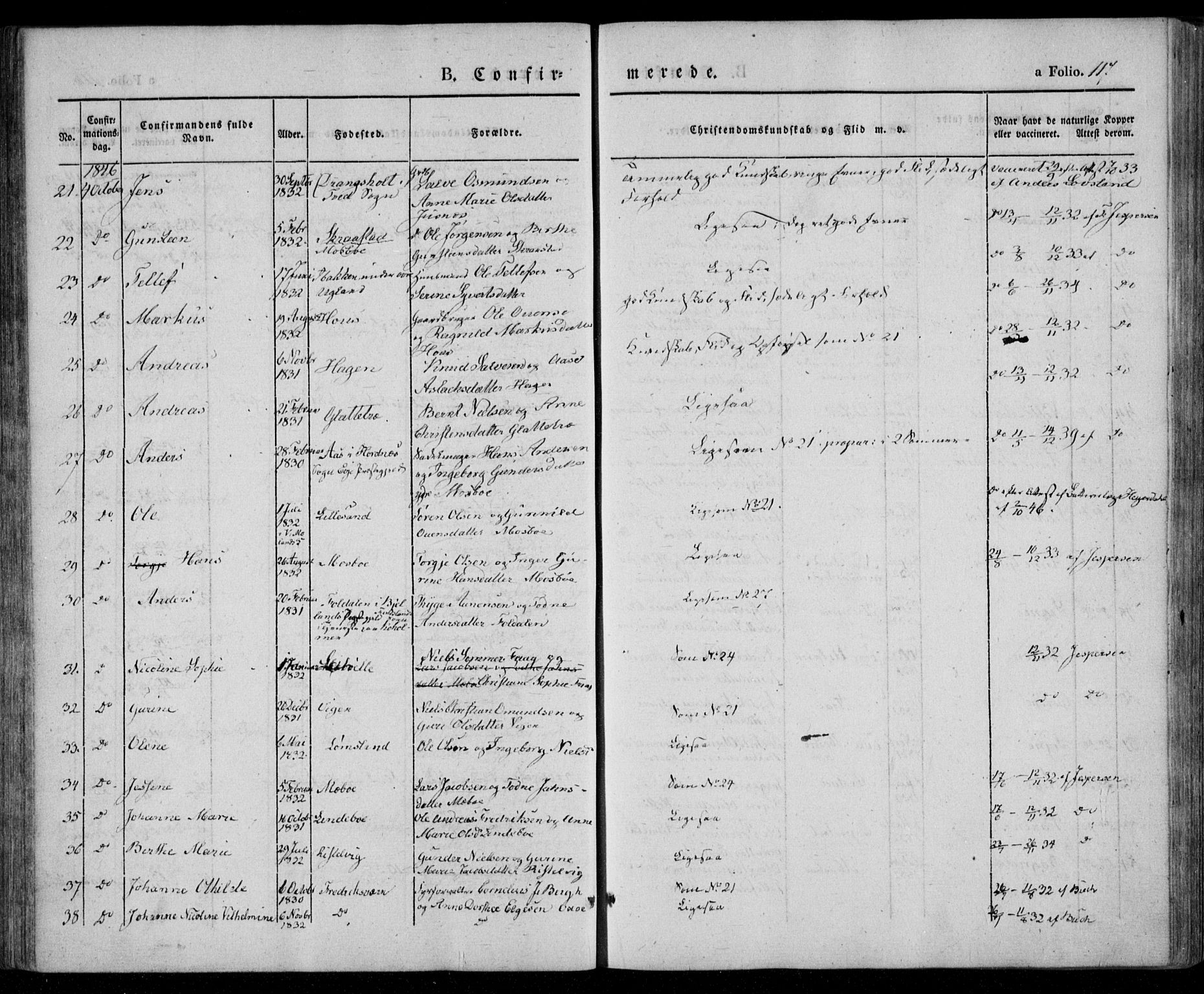 Oddernes sokneprestkontor, AV/SAK-1111-0033/F/Fa/Faa/L0006: Parish register (official) no. A 6, 1838-1851, p. 117