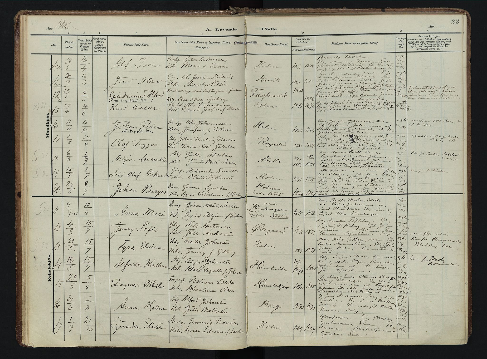 Borge prestekontor Kirkebøker, SAO/A-10903/F/Fb/L0004: Parish register (official) no. II 4, 1902-1914, p. 23