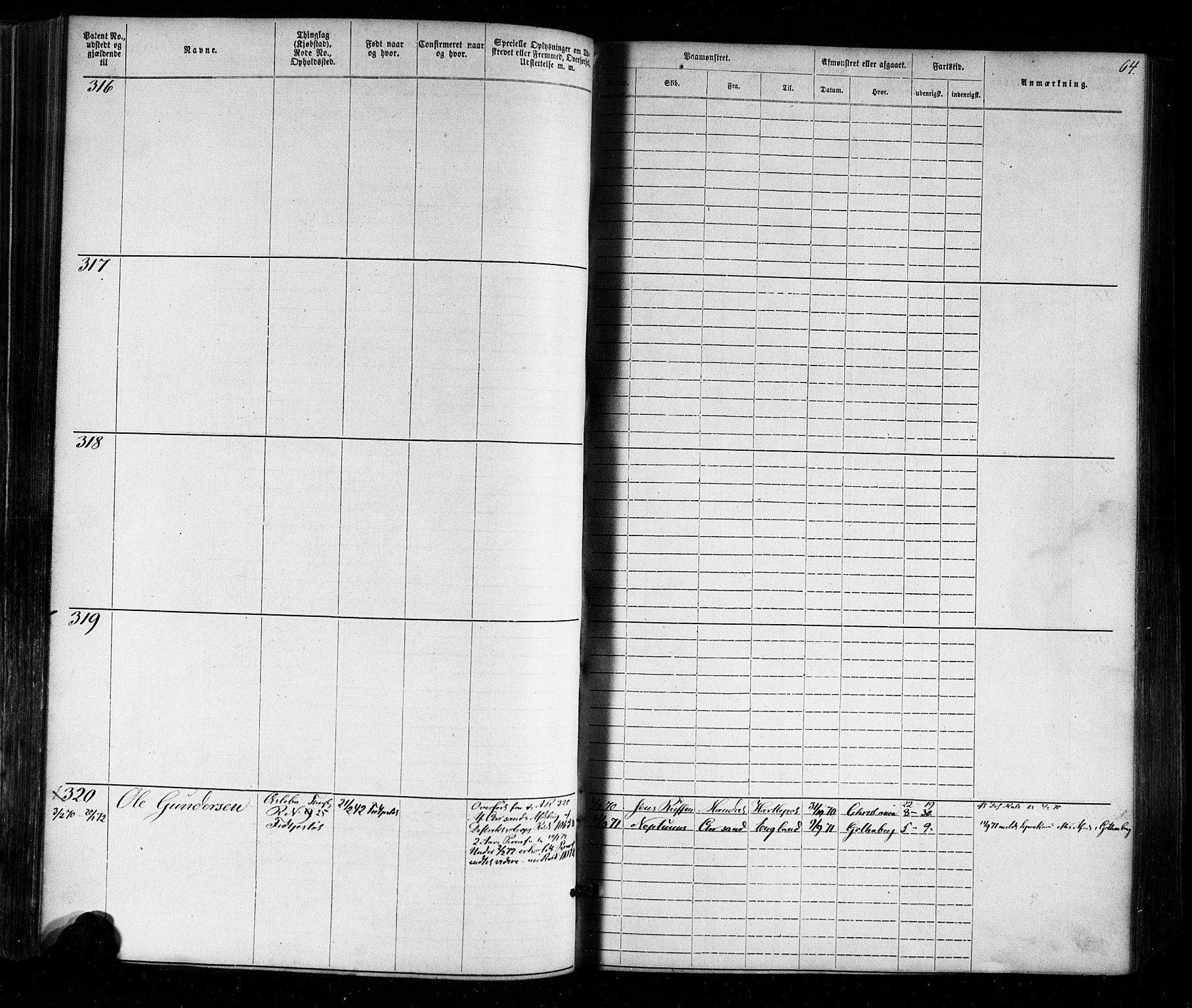 Mandal mønstringskrets, SAK/2031-0016/F/Fa/L0005: Annotasjonsrulle nr 1-1909 med register, Y-15, 1868-1880, p. 95
