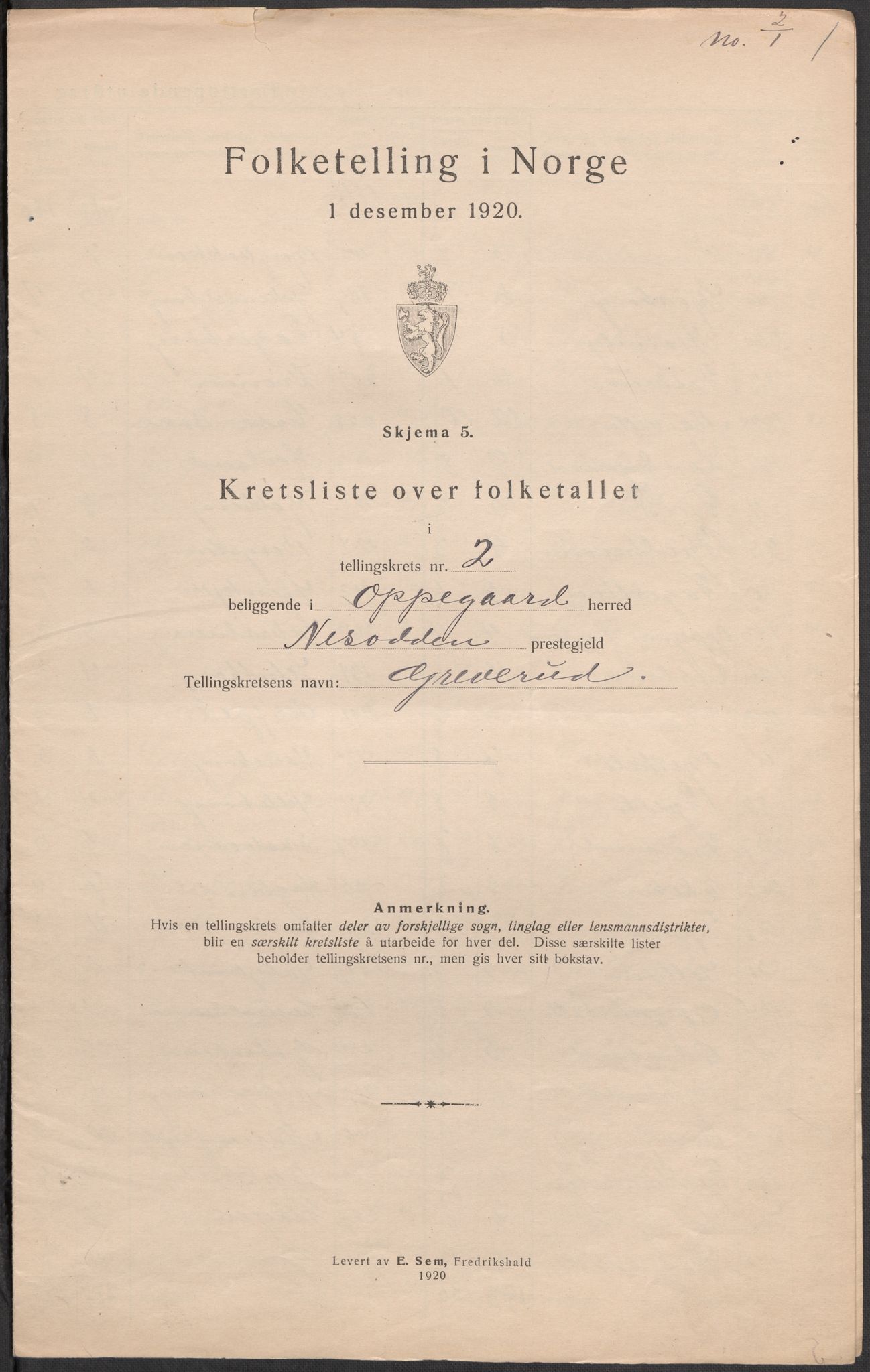 SAO, 1920 census for Oppegård, 1920, p. 8