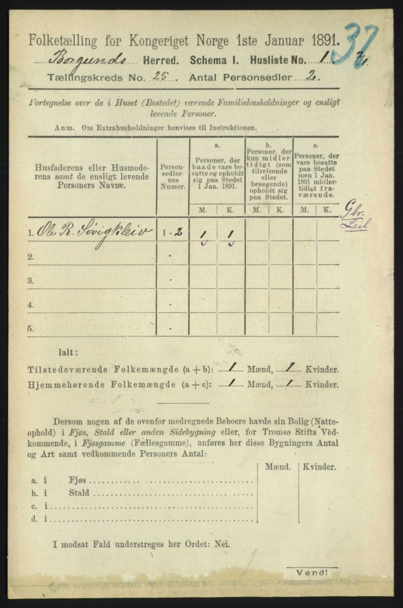 RA, 1891 census for 1531 Borgund, 1891, p. 7207