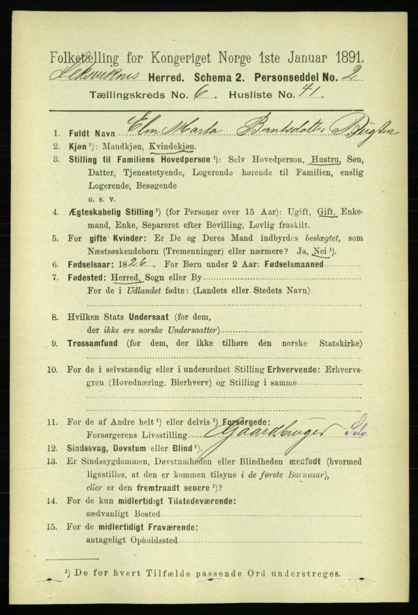 RA, 1891 census for 1718 Leksvik, 1891, p. 3481