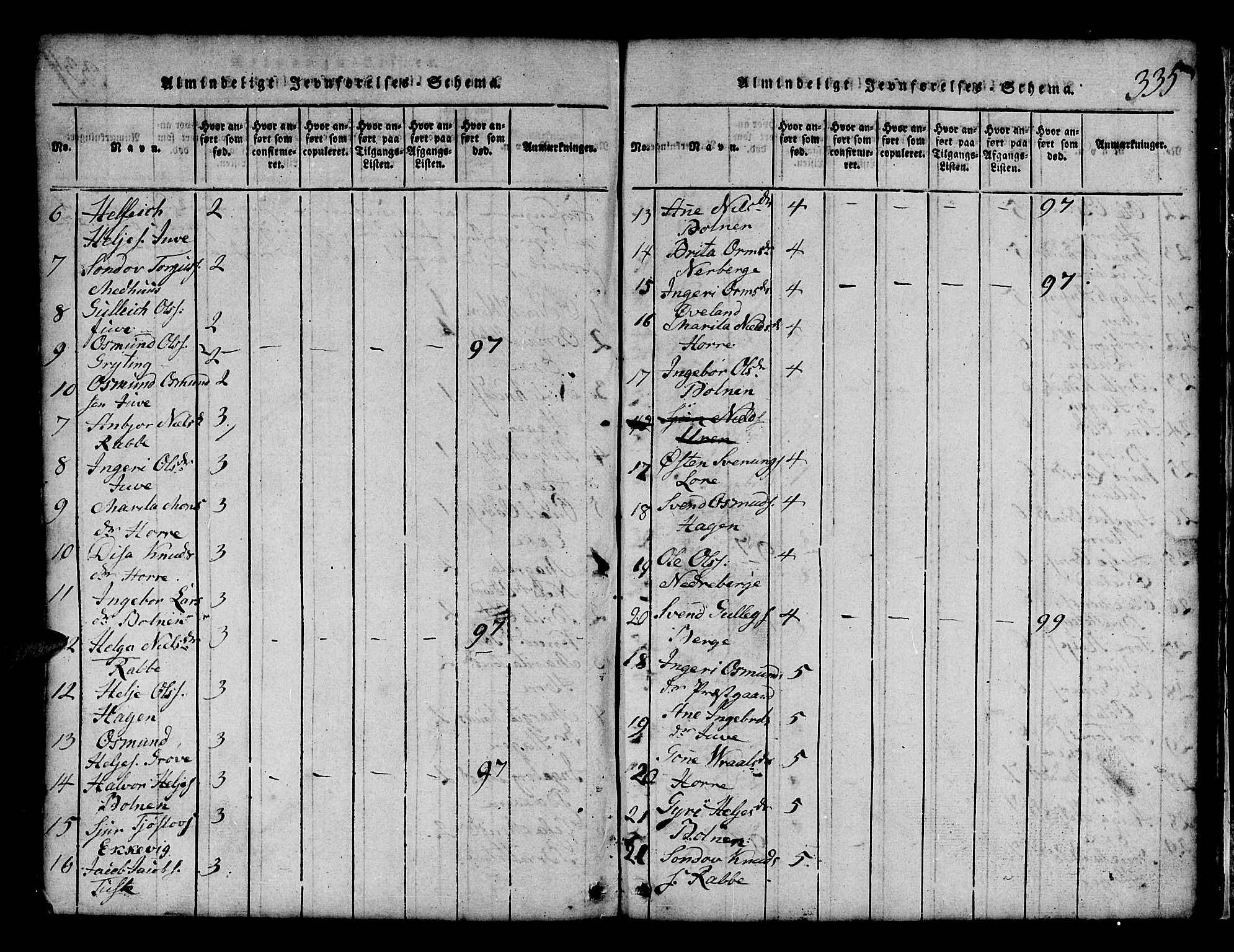 Røldal sokneprestembete, AV/SAB-A-100247: Parish register (copy) no. A 1, 1817-1860, p. 335