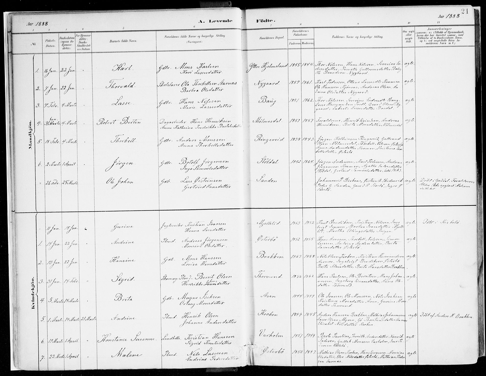 Lavik sokneprestembete, AV/SAB-A-80901: Parish register (official) no. B 1, 1882-1908, p. 21