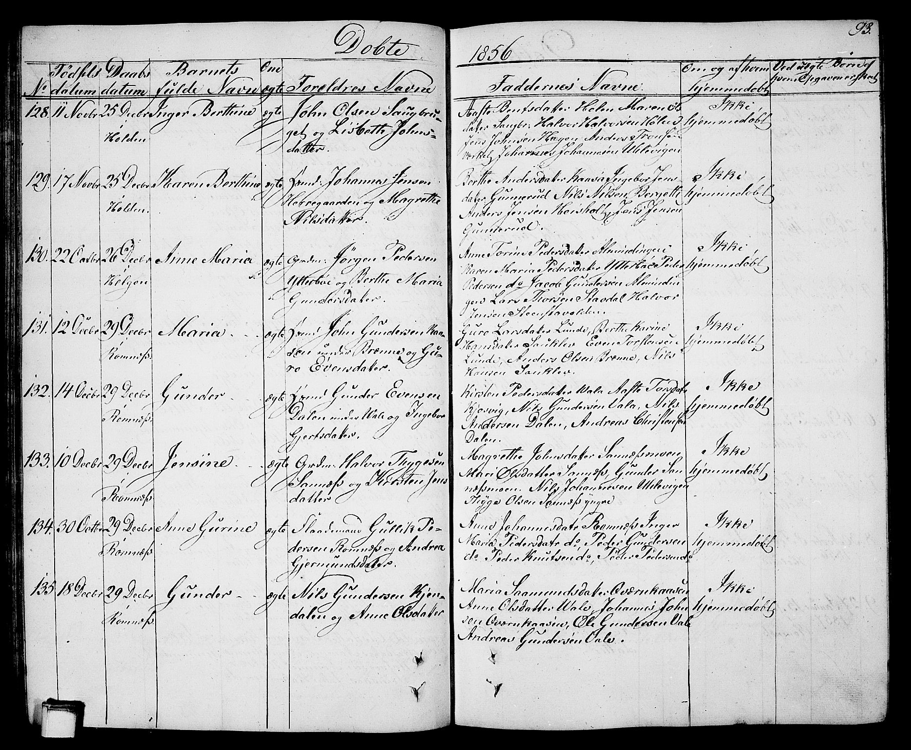 Holla kirkebøker, SAKO/A-272/G/Ga/L0003: Parish register (copy) no. I 3, 1849-1866, p. 93