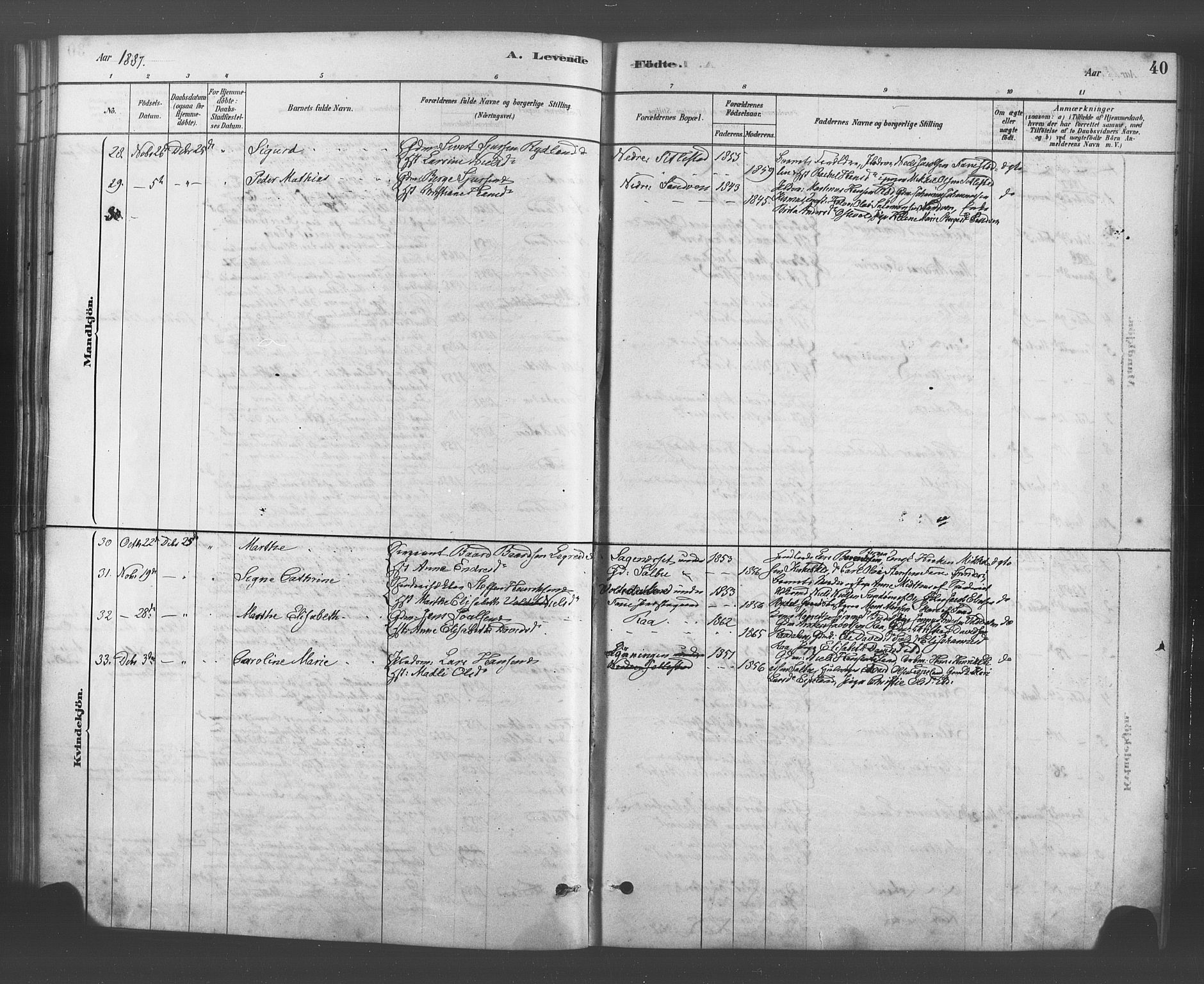 Fana Sokneprestembete, SAB/A-75101/H/Haa/Haab/L0001: Parish register (official) no. B 1, 1878-1889, p. 40