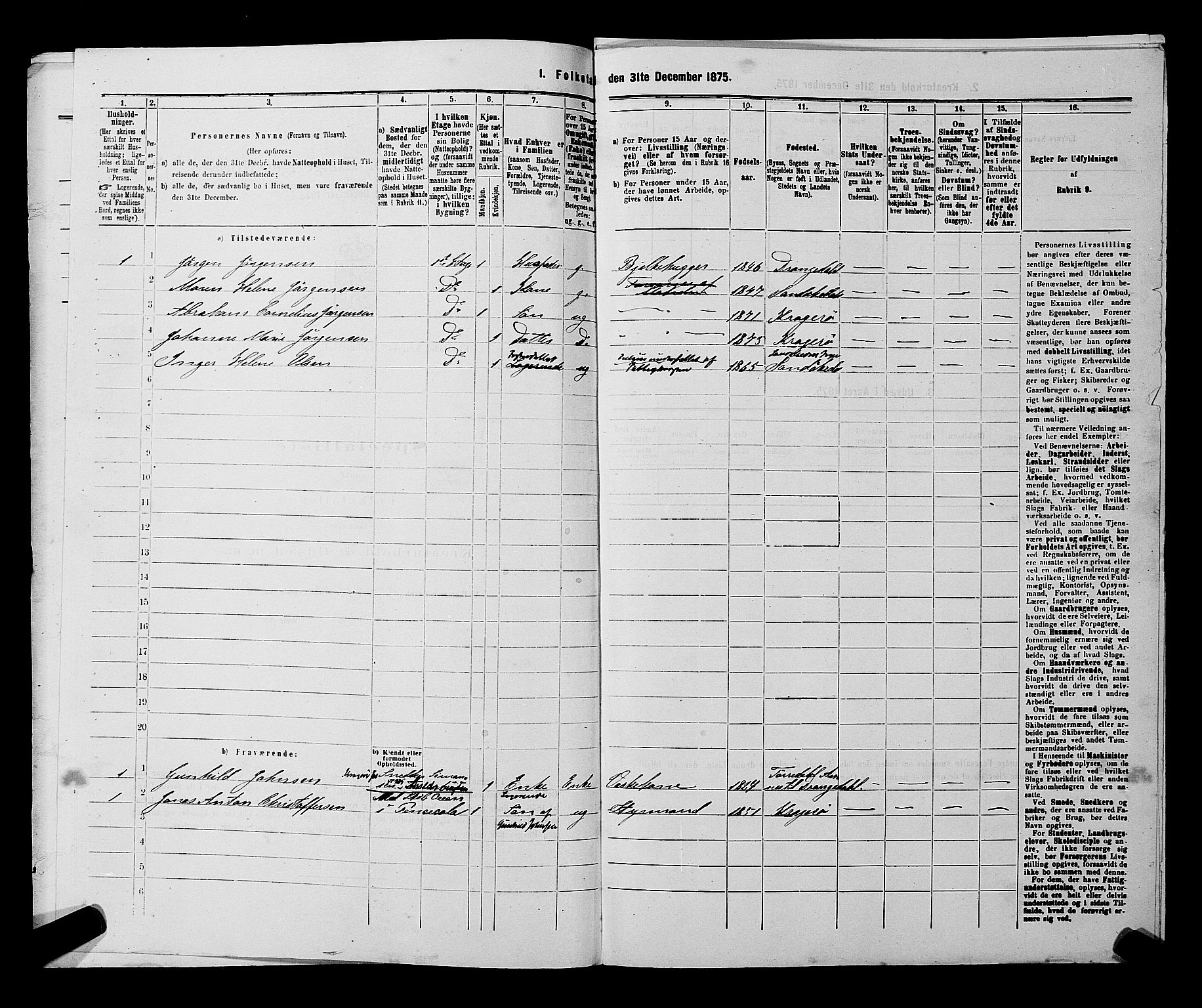 SAKO, 1875 census for 0801P Kragerø, 1875, p. 754