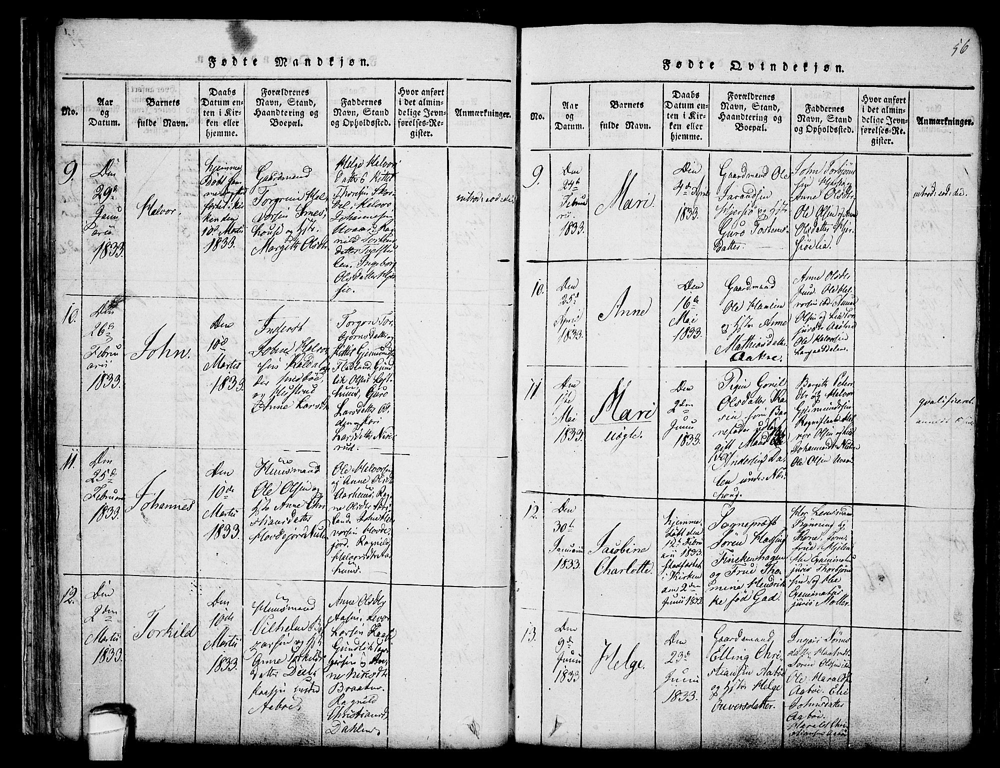 Hjartdal kirkebøker, AV/SAKO-A-270/F/Fa/L0007: Parish register (official) no. I 7, 1815-1843, p. 56