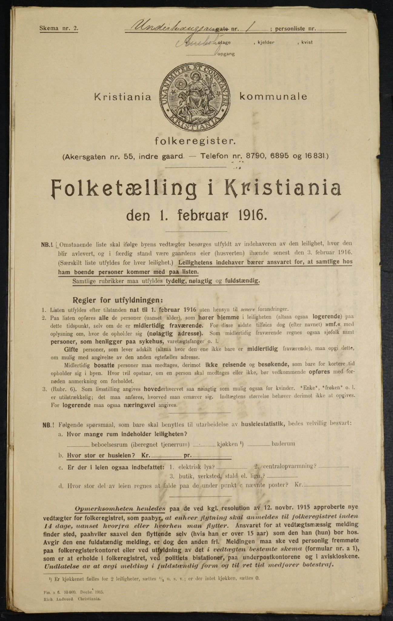 OBA, Municipal Census 1916 for Kristiania, 1916, p. 123465