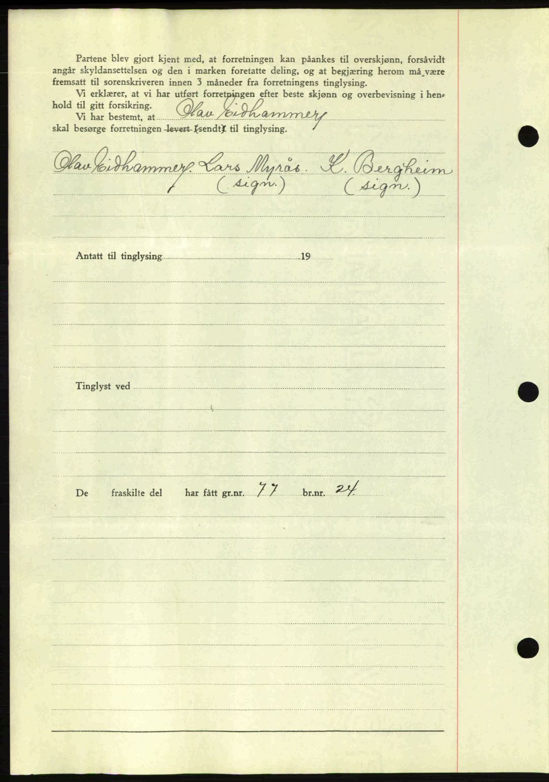 Romsdal sorenskriveri, AV/SAT-A-4149/1/2/2C: Mortgage book no. A10, 1941-1941, Diary no: : 1211/1941