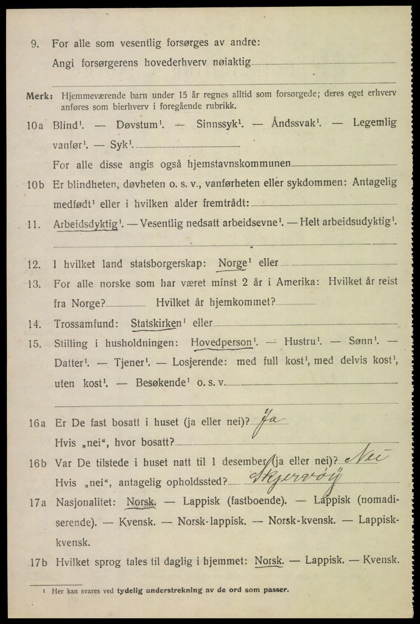 SAT, 1920 census for Vågan, 1920, p. 8848