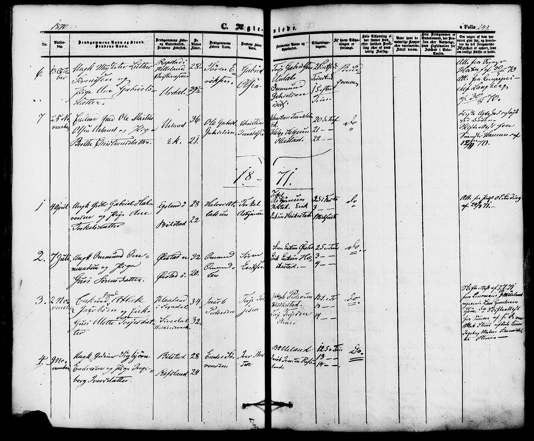 Lund sokneprestkontor, AV/SAST-A-101809/S06/L0010: Parish register (official) no. A 9, 1854-1886, p. 249