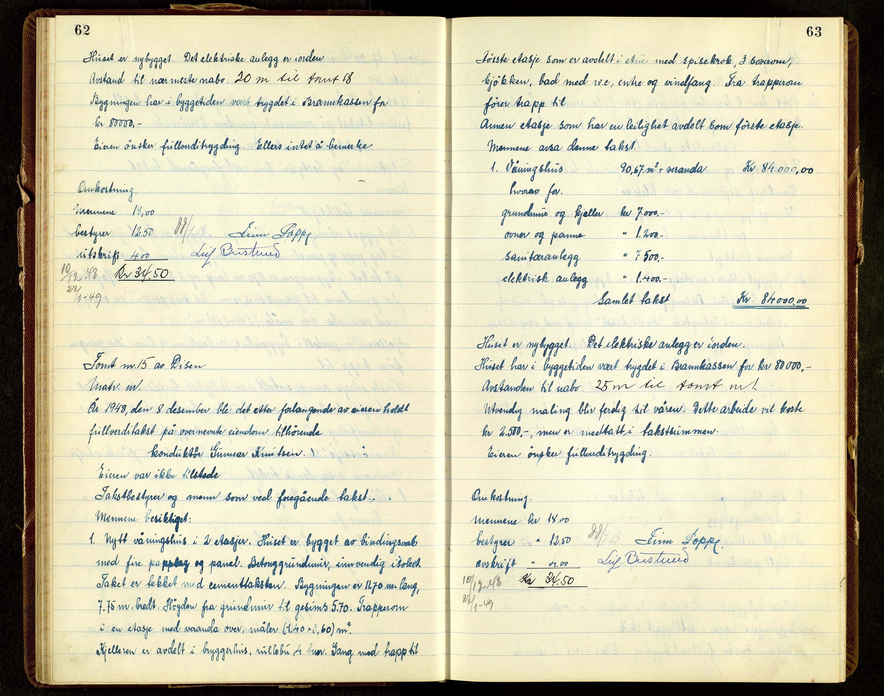 Norges Brannkasse, Hamar, SAH/NBRANH-006/F/Fa/L0013: Branntakstprotokoll, 1948-1951, p. 62-63