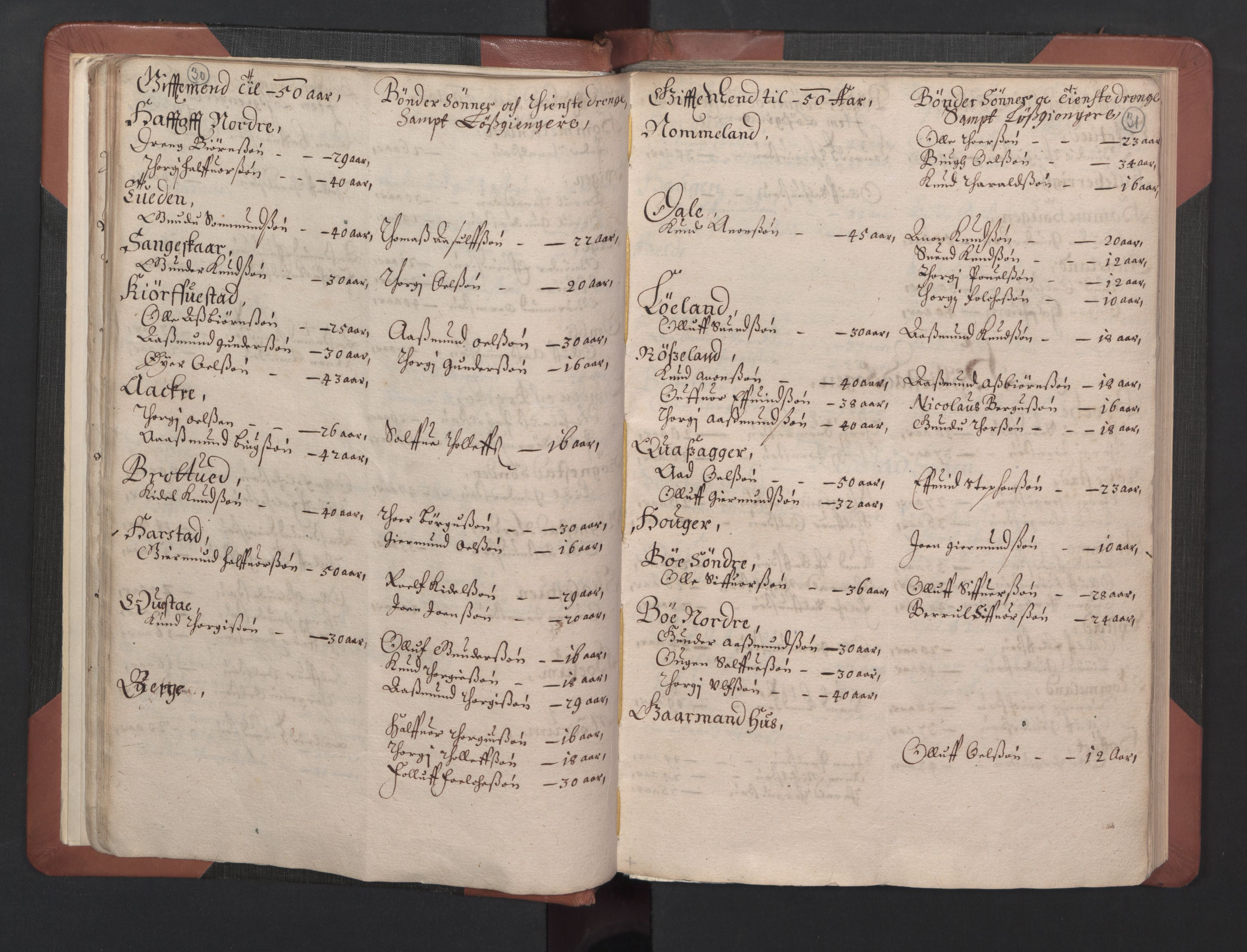 RA, Bailiff's Census 1664-1666, no. 8: Råbyggelaget fogderi, 1664-1665, p. 30-31