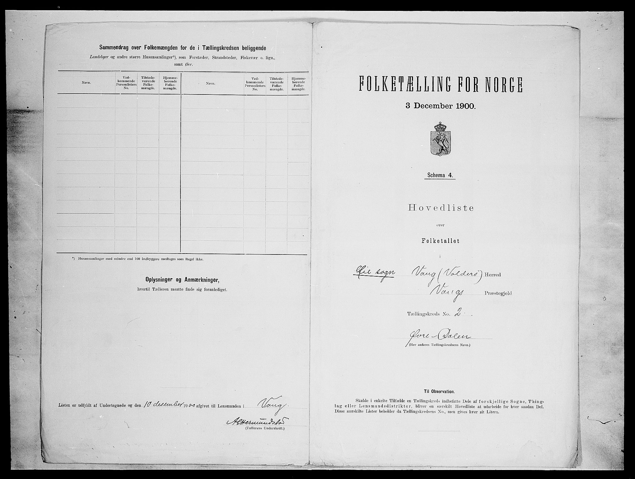 SAH, 1900 census for Vang, 1900, p. 18