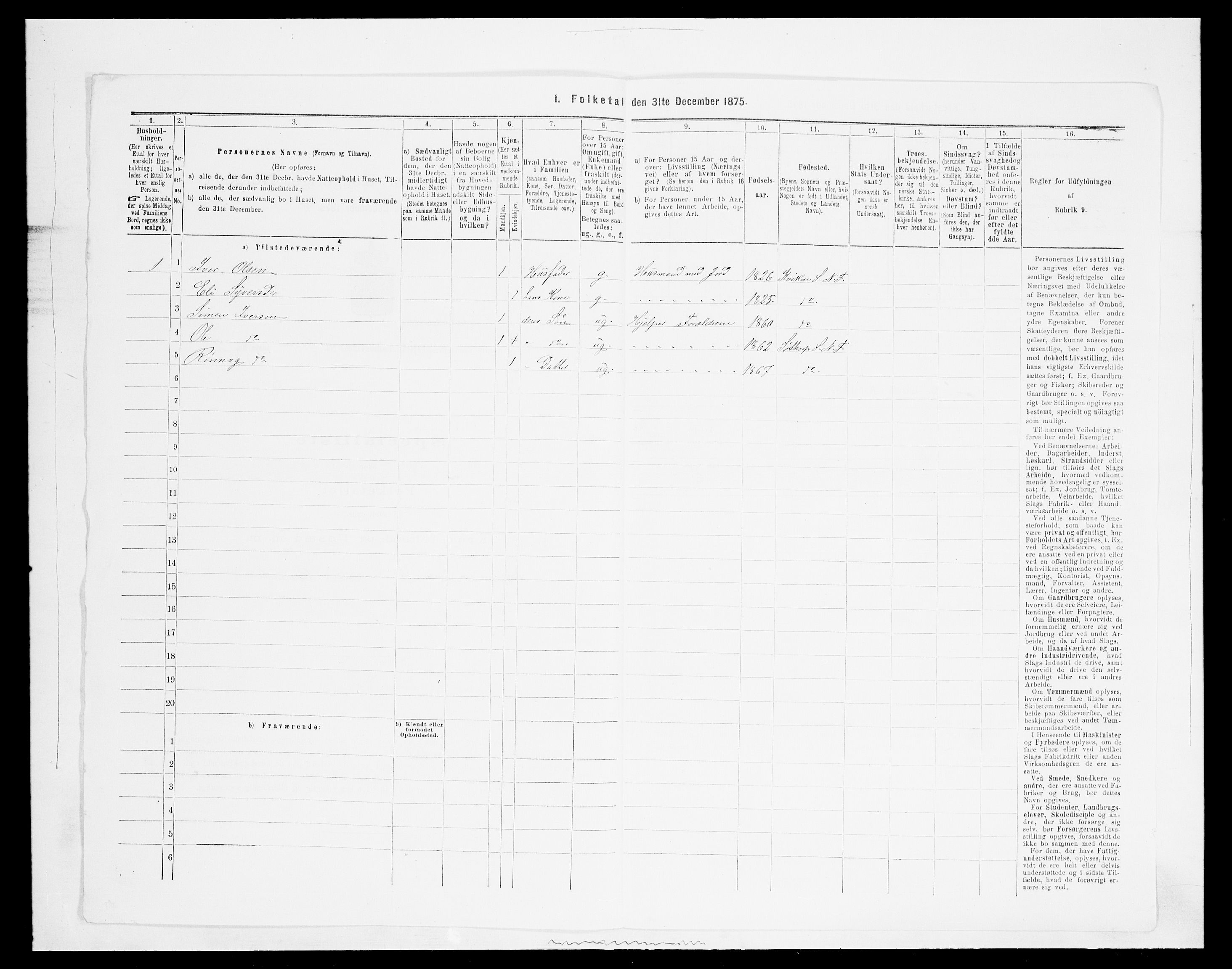 SAH, 1875 census for 0518P Nord-Fron, 1875, p. 521