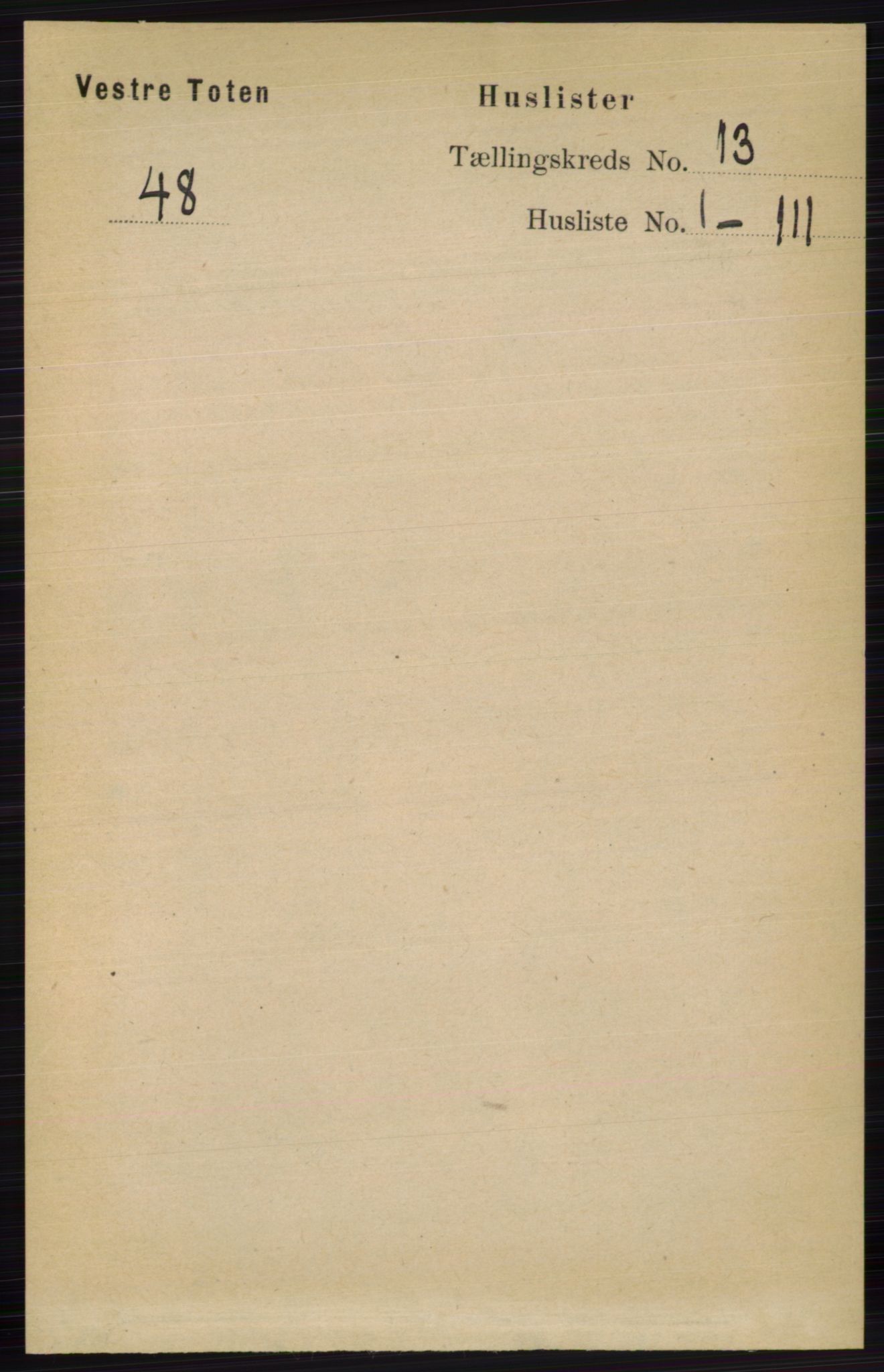 RA, 1891 census for 0529 Vestre Toten, 1891, p. 7700