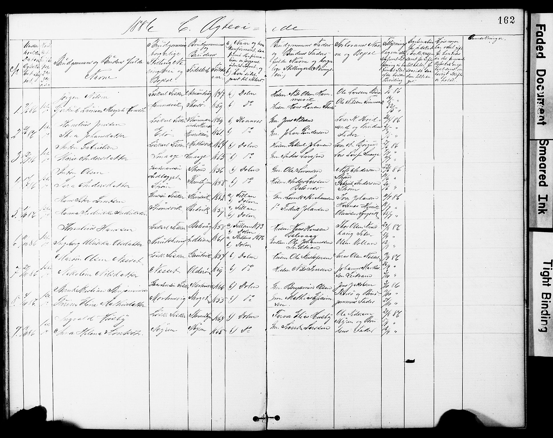 Ministerialprotokoller, klokkerbøker og fødselsregistre - Sør-Trøndelag, SAT/A-1456/634/L0541: Parish register (copy) no. 634C03, 1874-1891, p. 162