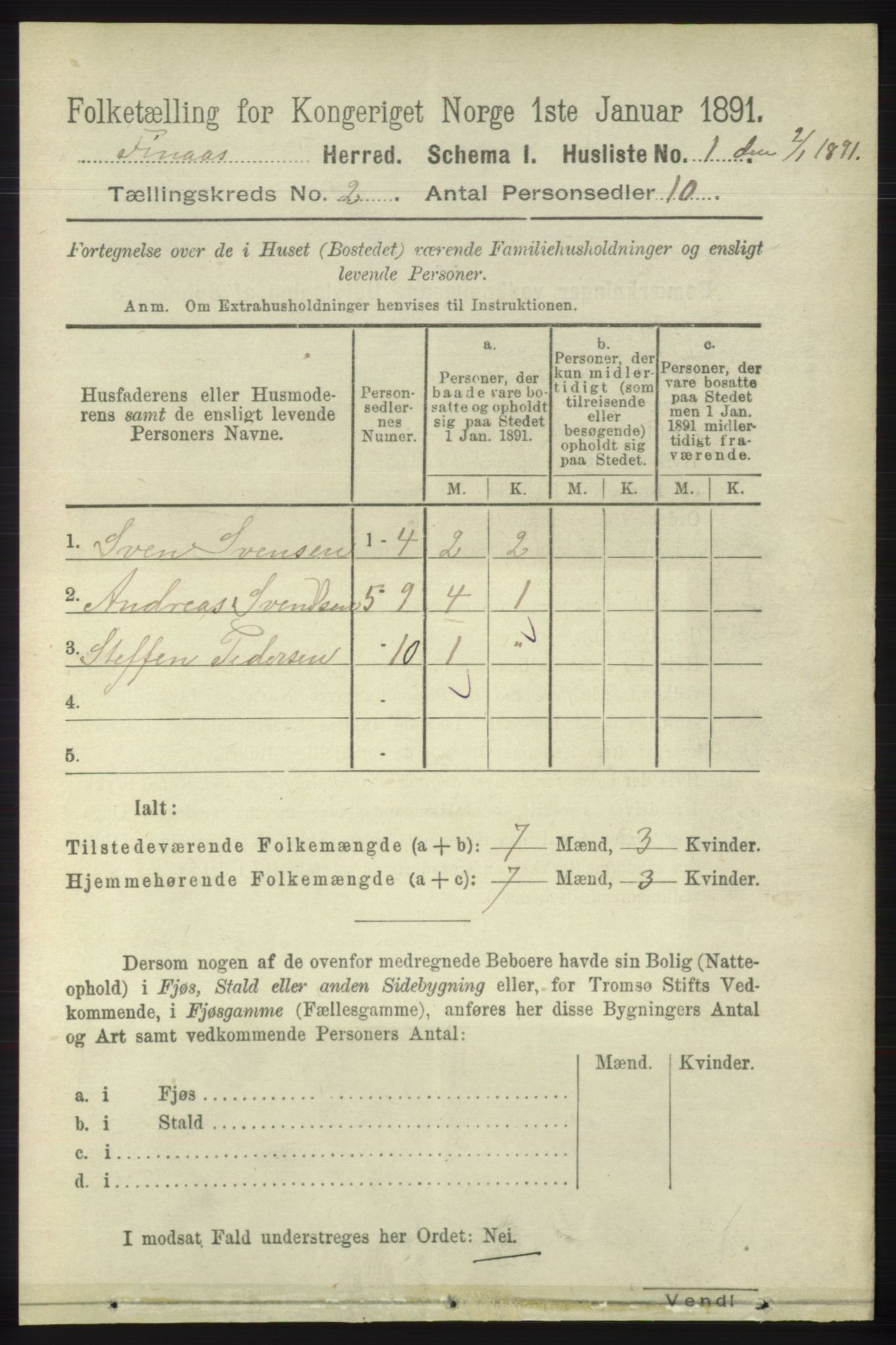 RA, 1891 census for 1218 Finnås, 1891, p. 724