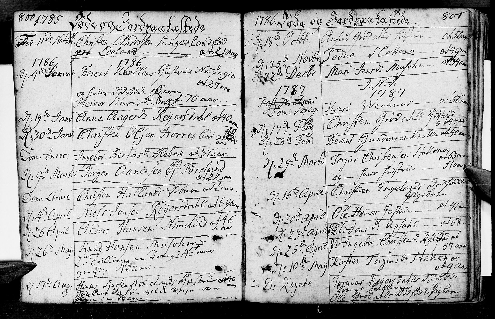 Vennesla sokneprestkontor, SAK/1111-0045/Fa/Fac/L0002: Parish register (official) no. A 2, 1785-1834, p. 800-801