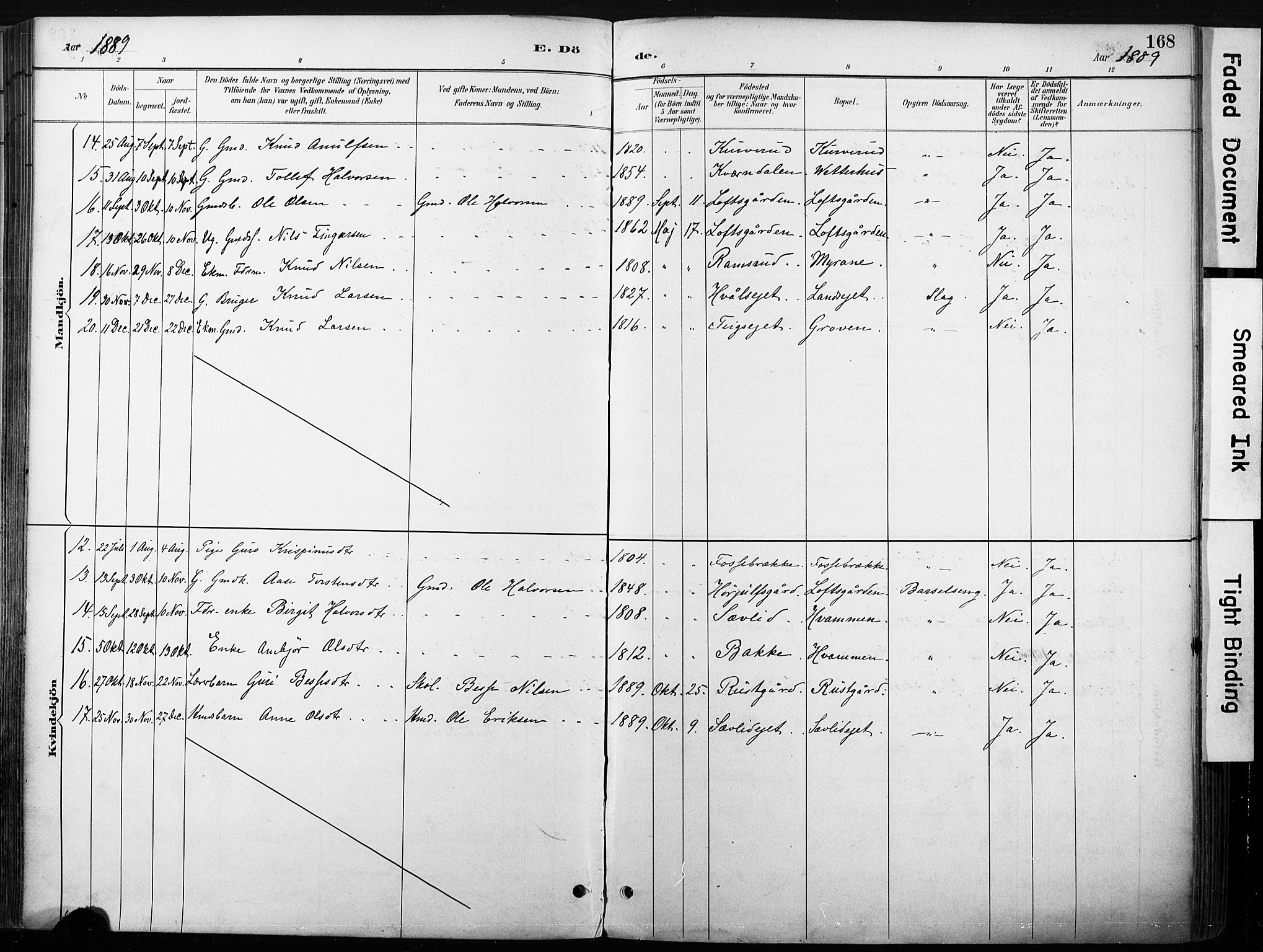 Nore kirkebøker, AV/SAKO-A-238/F/Fb/L0002: Parish register (official) no. II 2, 1886-1906, p. 168