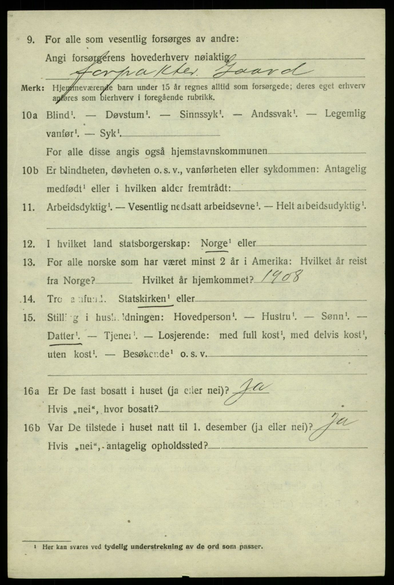 SAB, 1920 census for Jondal, 1920, p. 3765