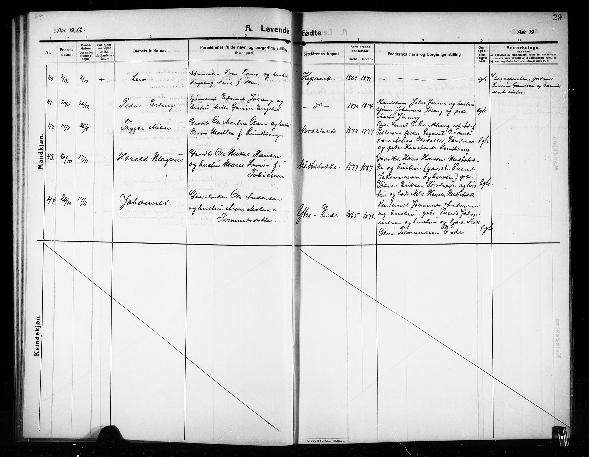 Kopervik sokneprestkontor, SAST/A-101850/H/Ha/Hab/L0005: Parish register (copy) no. B 5, 1909-1918, p. 29