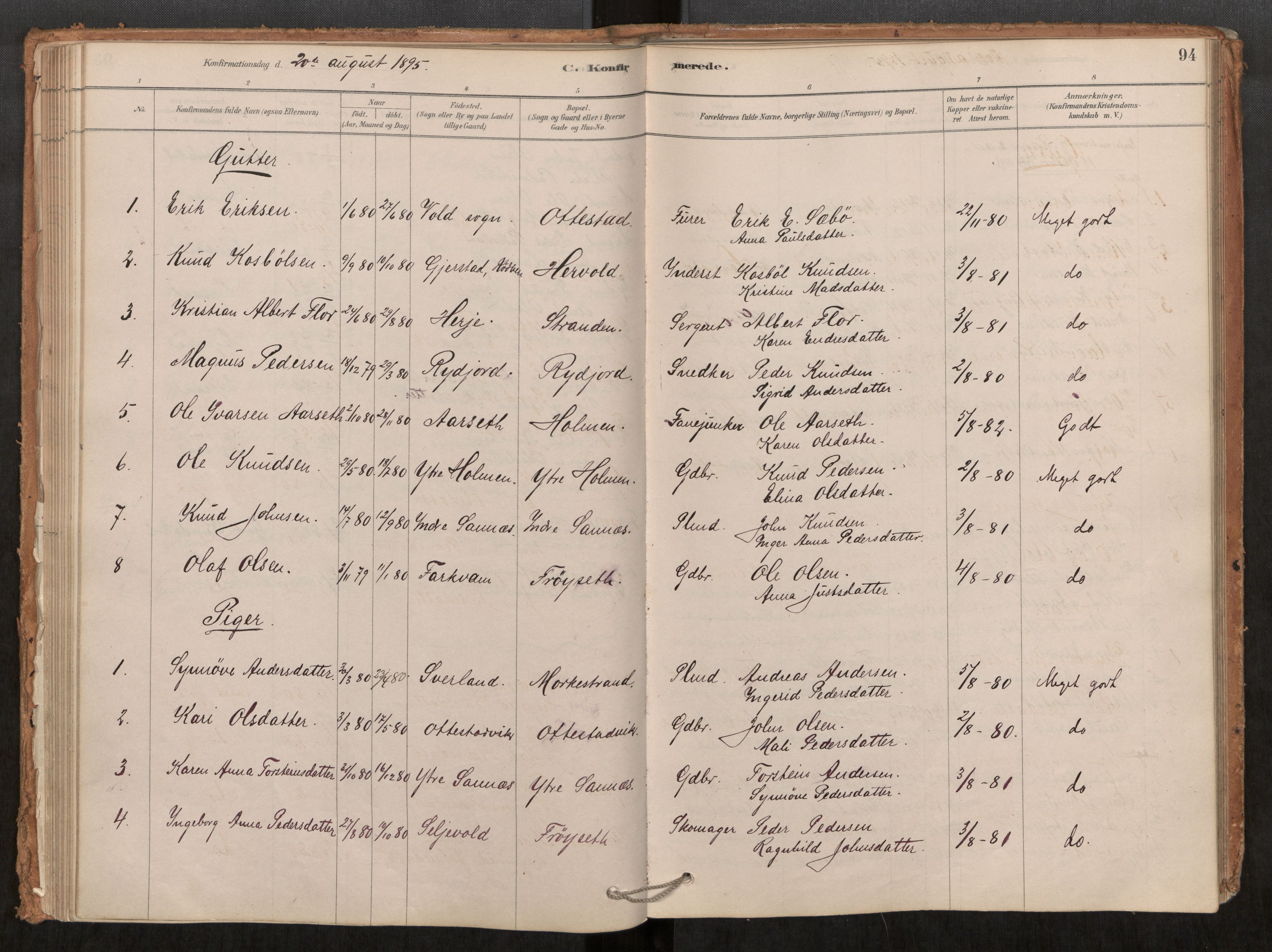 Ministerialprotokoller, klokkerbøker og fødselsregistre - Møre og Romsdal, AV/SAT-A-1454/548/L0615: Parish register (official) no. 548A02, 1878-1906, p. 94