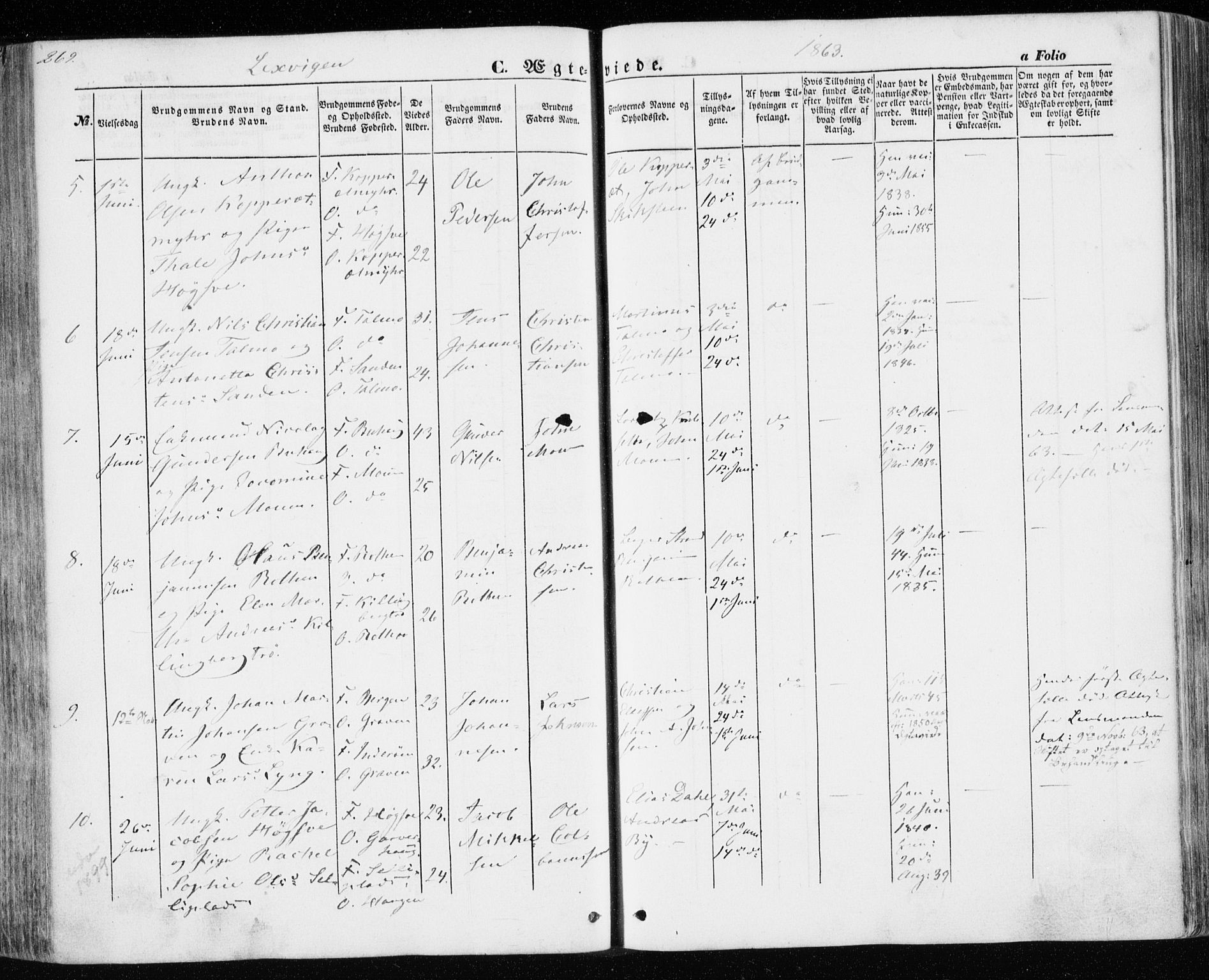 Ministerialprotokoller, klokkerbøker og fødselsregistre - Nord-Trøndelag, SAT/A-1458/701/L0008: Parish register (official) no. 701A08 /1, 1854-1863, p. 269