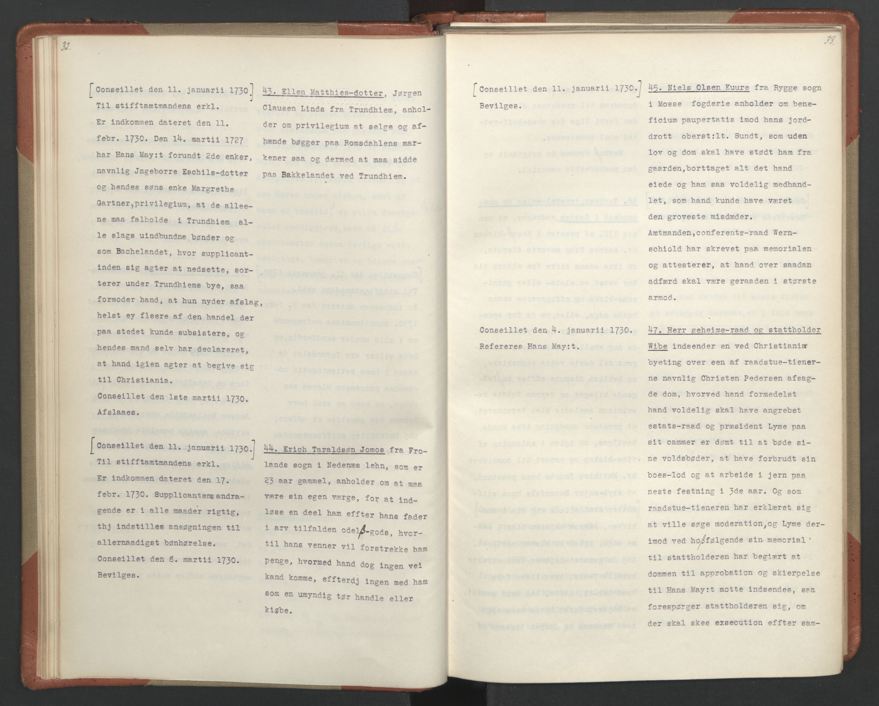 Avskriftsamlingen, AV/RA-EA-4022/F/Fa/L0093: Supplikker, 1730, p. 20