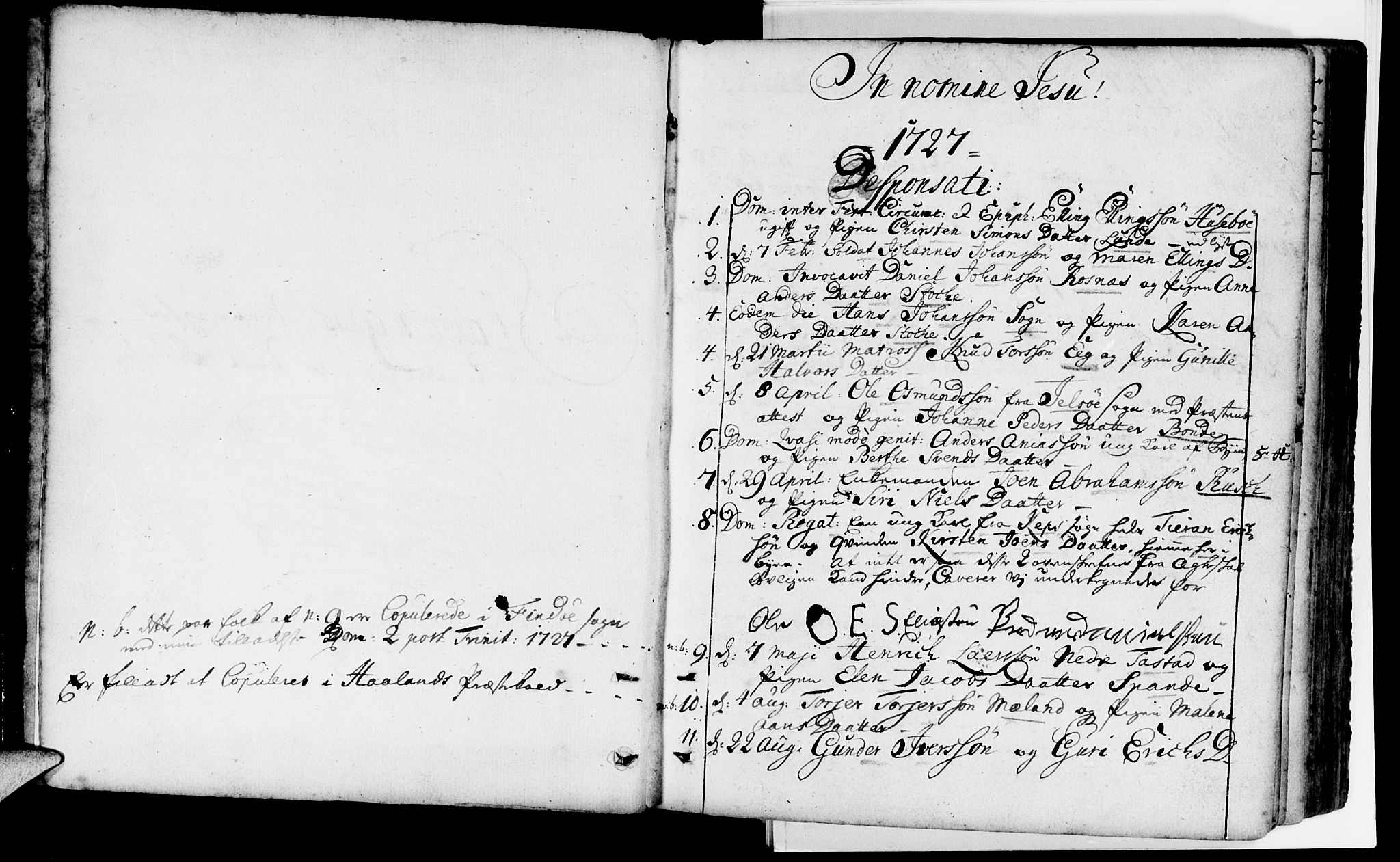 Domkirken sokneprestkontor, AV/SAST-A-101812/001/30/30BA/L0002: Parish register (official) no. A 2 /1, 1727-1738