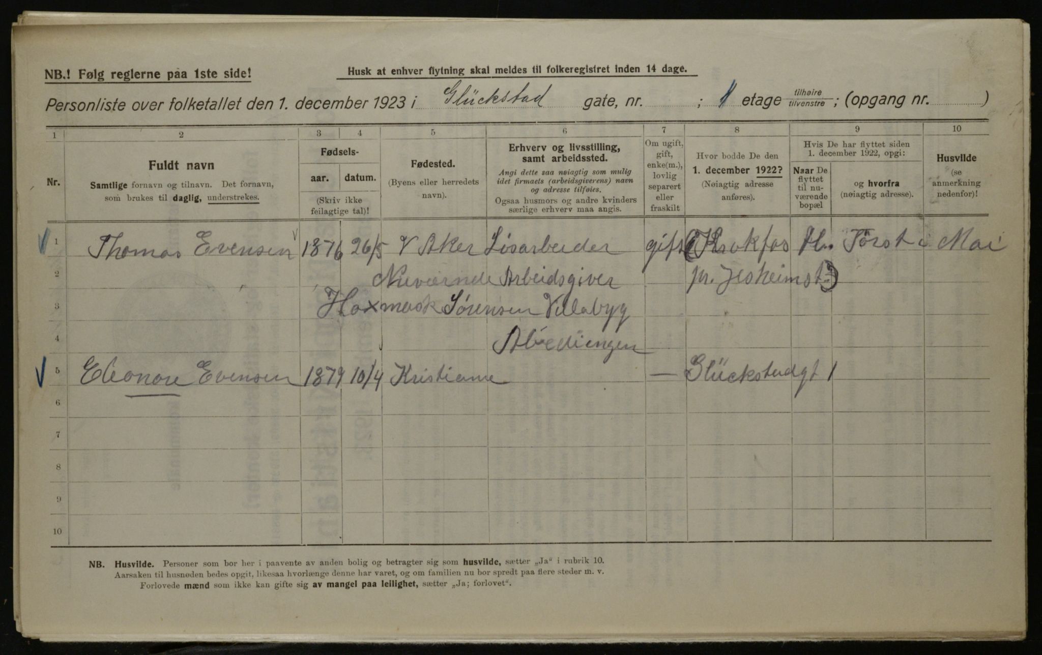 OBA, Municipal Census 1923 for Kristiania, 1923, p. 33254