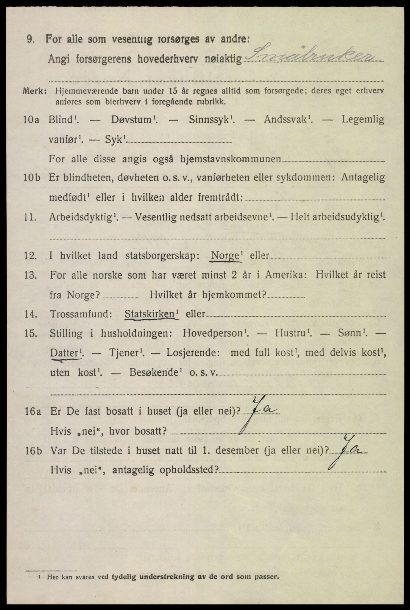 SAK, 1920 census for Øyestad, 1920, p. 2065