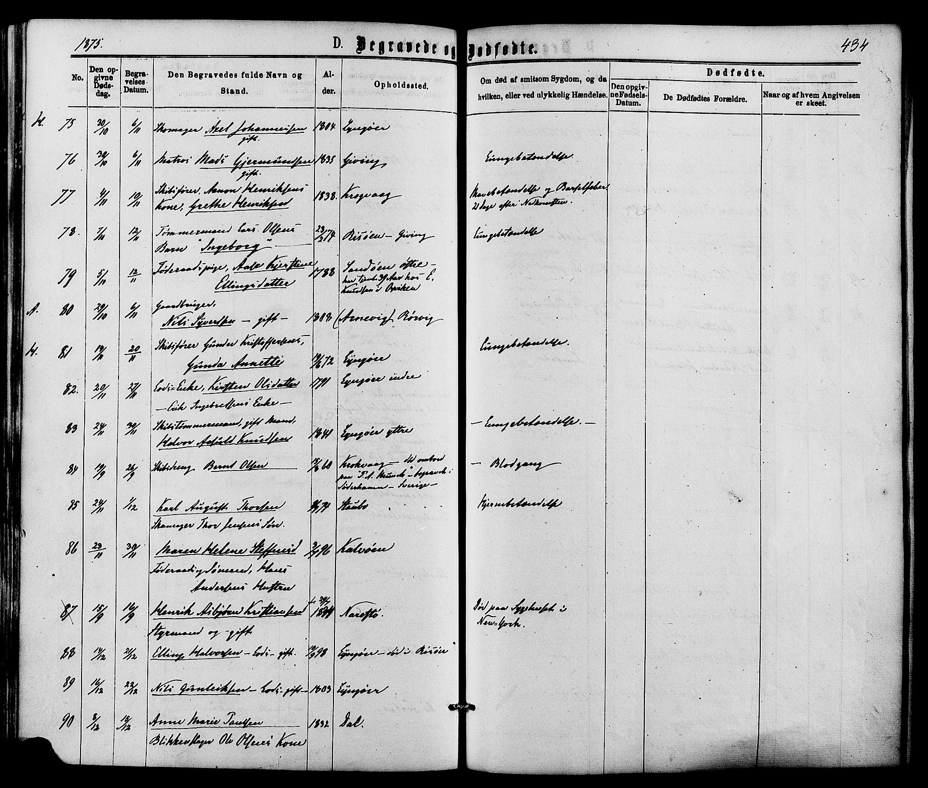 Dypvåg sokneprestkontor, AV/SAK-1111-0007/F/Fa/Faa/L0007: Parish register (official) no. A 7/ 1, 1872-1884, p. 434