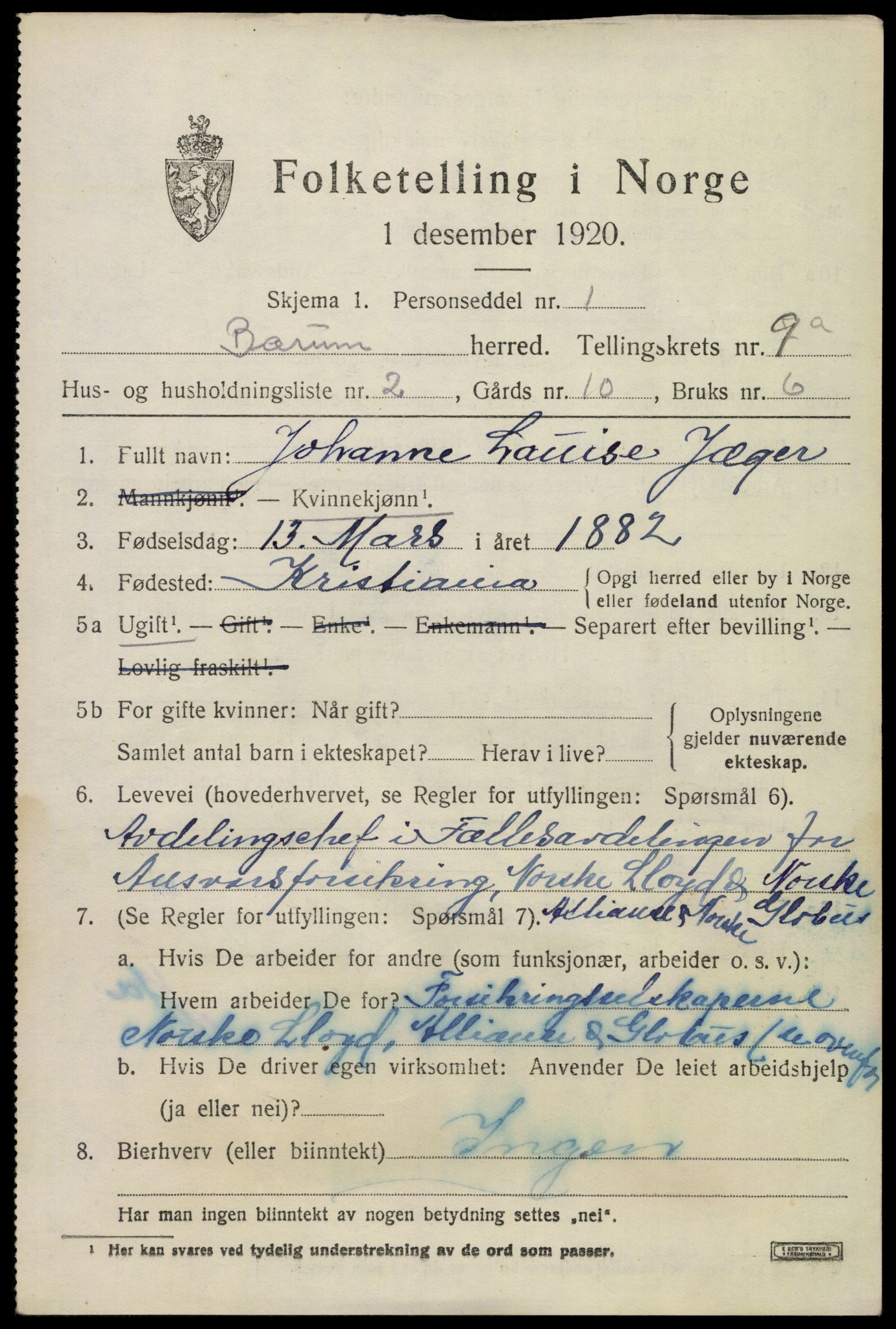 SAO, 1920 census for Bærum, 1920, p. 19348