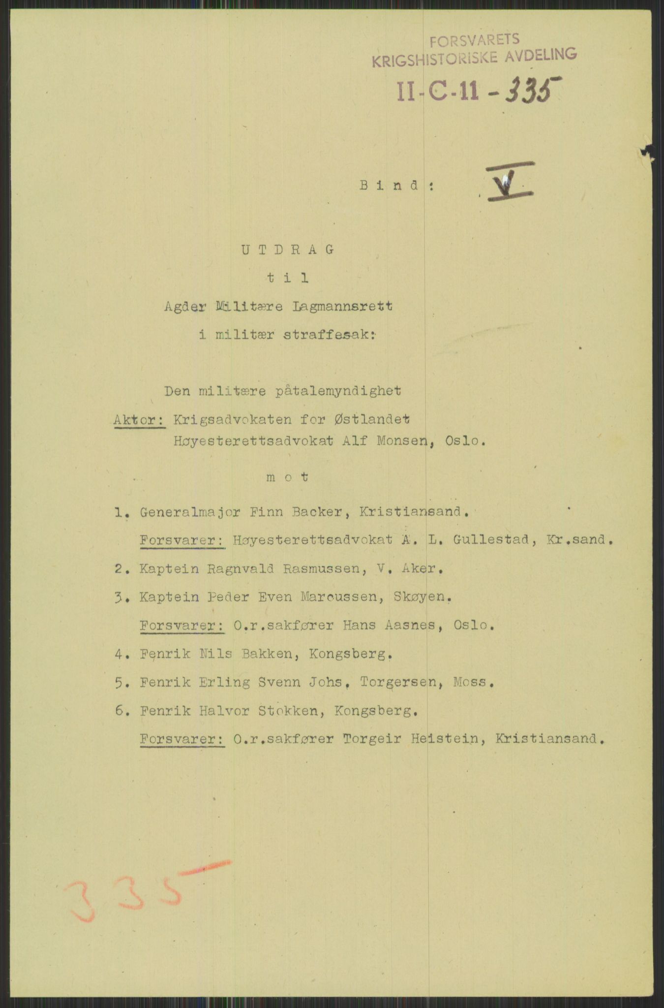 Forsvaret, Forsvarets krigshistoriske avdeling, RA/RAFA-2017/Y/Yb/L0095: II-C-11-335  -  3. Divisjon.  Sak mot general Finn Backer m.fl., 1940-1948, p. 1439