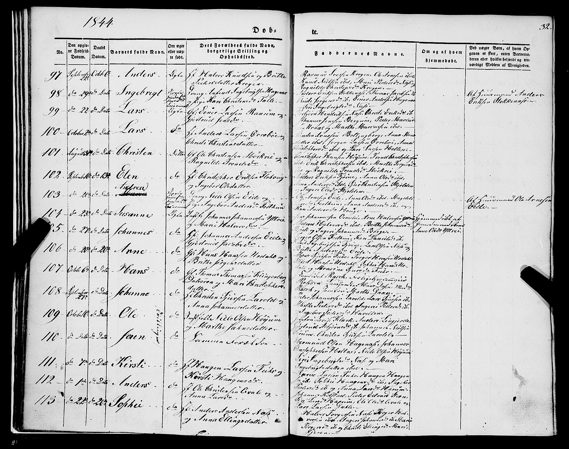 Luster sokneprestembete, AV/SAB-A-81101/H/Haa/Haaa/L0006: Parish register (official) no. A 6, 1840-1848, p. 32