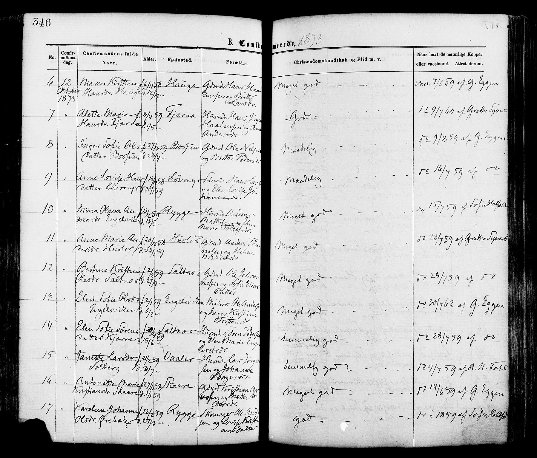 Onsøy prestekontor Kirkebøker, AV/SAO-A-10914/F/Fa/L0004: Parish register (official) no. I 4, 1861-1877, p. 346