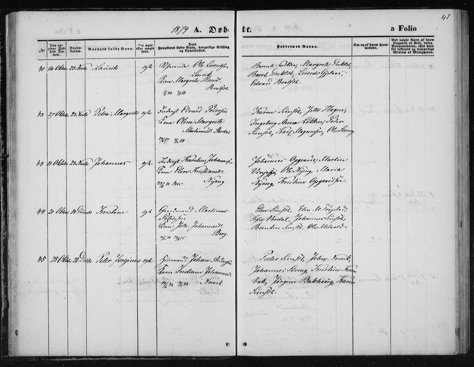 Ministerialprotokoller, klokkerbøker og fødselsregistre - Nord-Trøndelag, SAT/A-1458/733/L0324: Parish register (official) no. 733A03, 1870-1883, p. 47