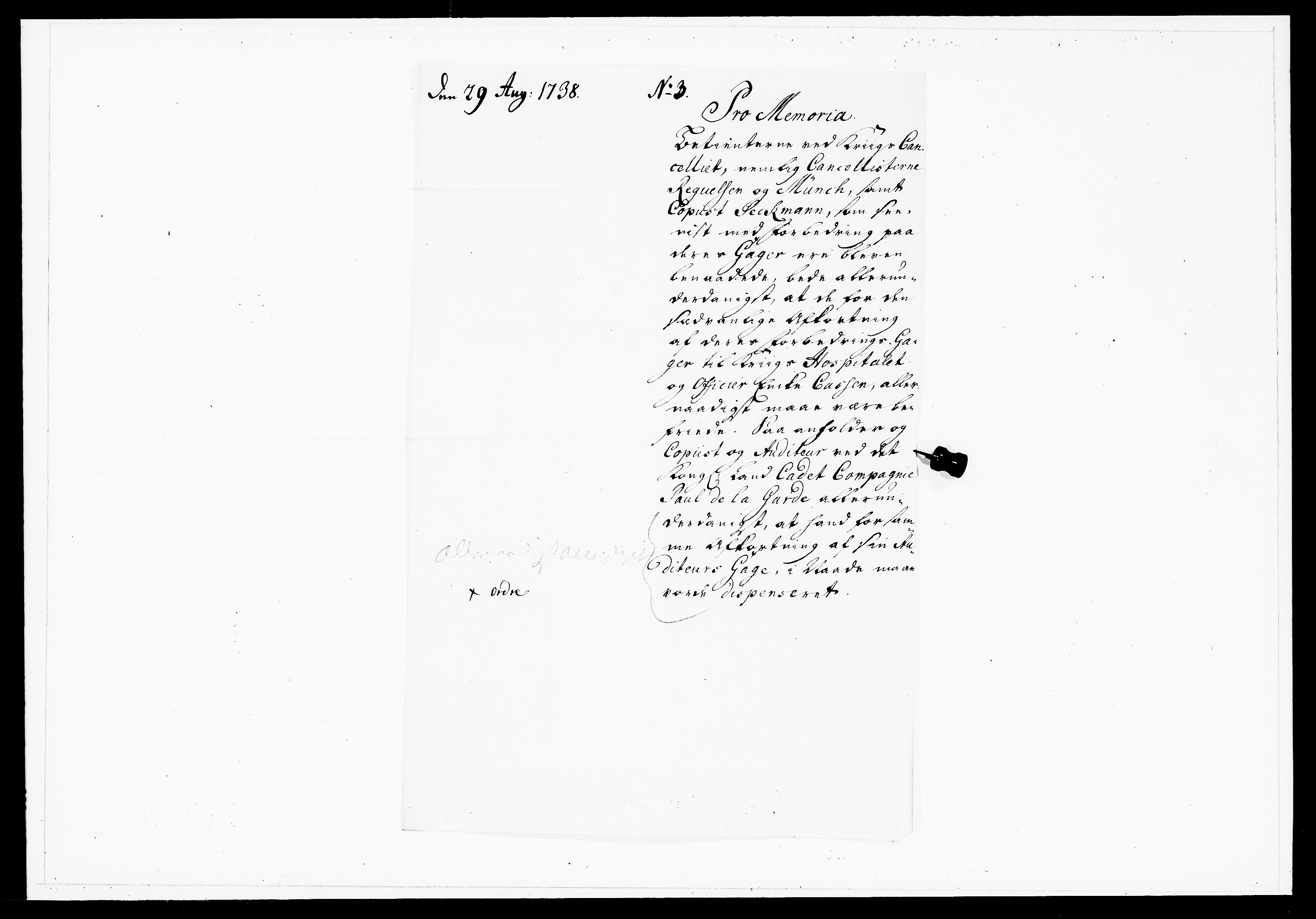 Krigskollegiet, Krigskancelliet, DRA/A-0006/-/1143-1150: Refererede sager, 1738, p. 386