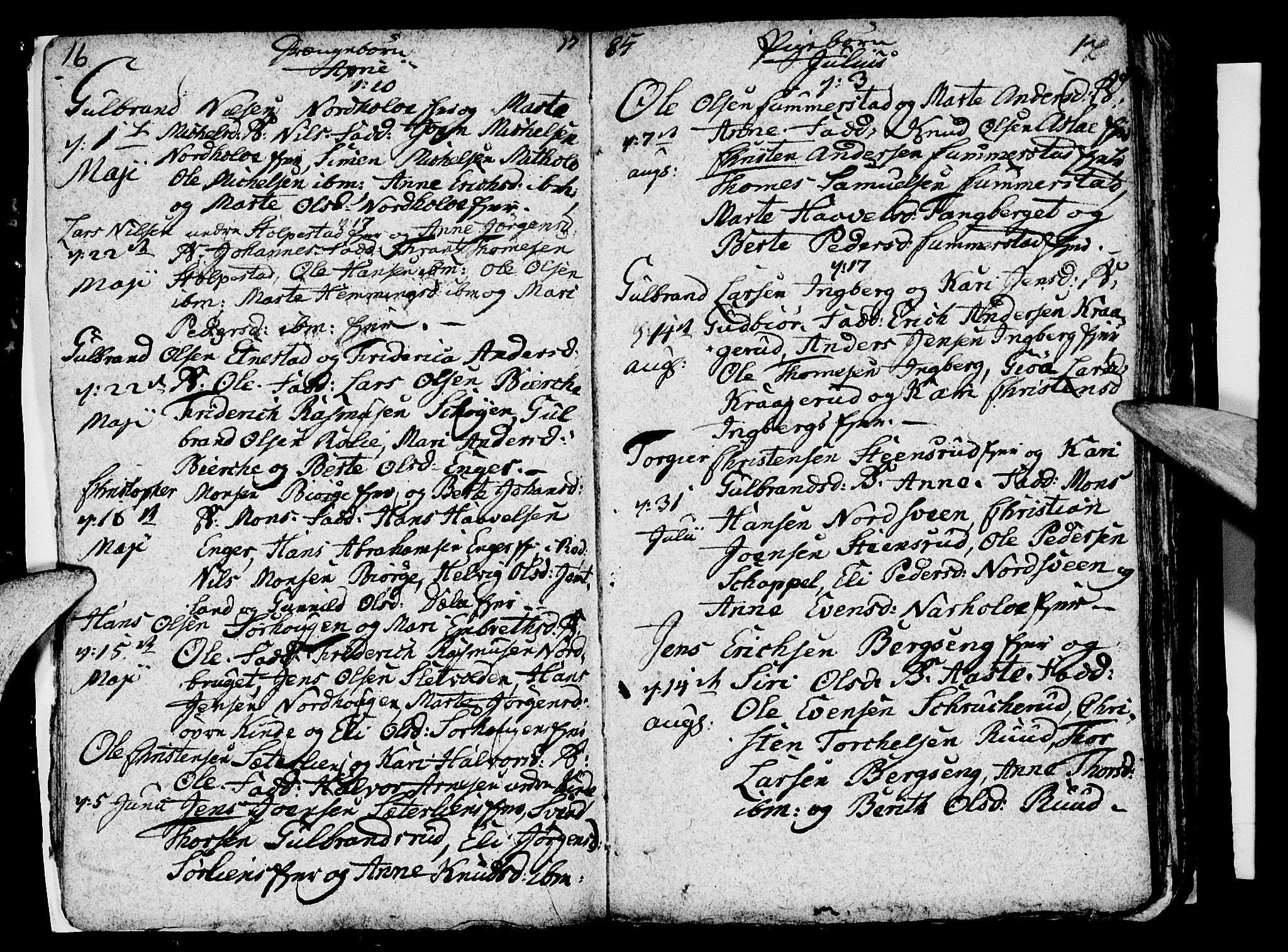 Ringsaker prestekontor, AV/SAH-PREST-014/I/Ia/L0005/0004: Parish register draft no. 5.4, 1785-1789, p. 16-17