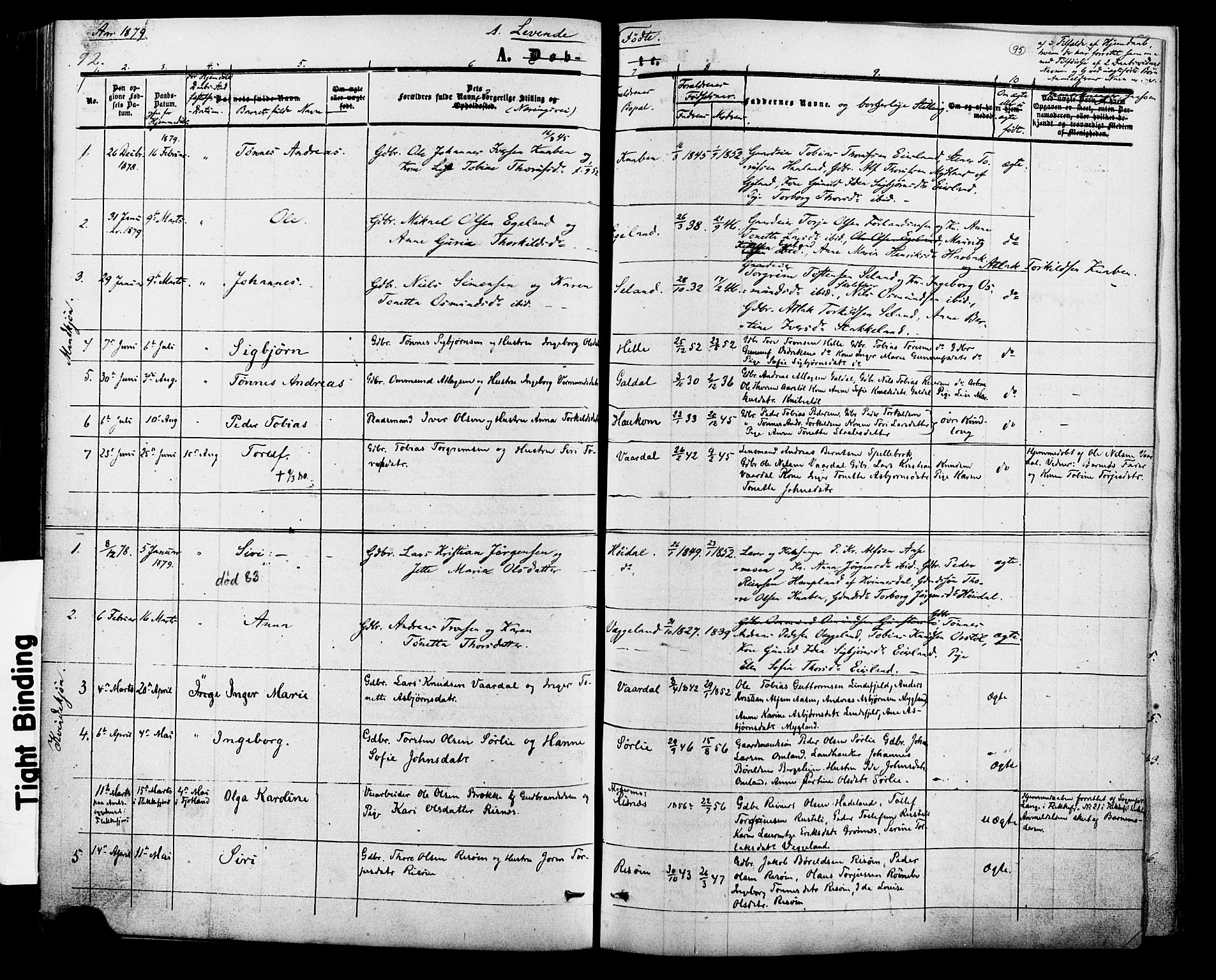 Fjotland sokneprestkontor, AV/SAK-1111-0010/F/Fa/L0001: Parish register (official) no. A 1, 1850-1879, p. 95