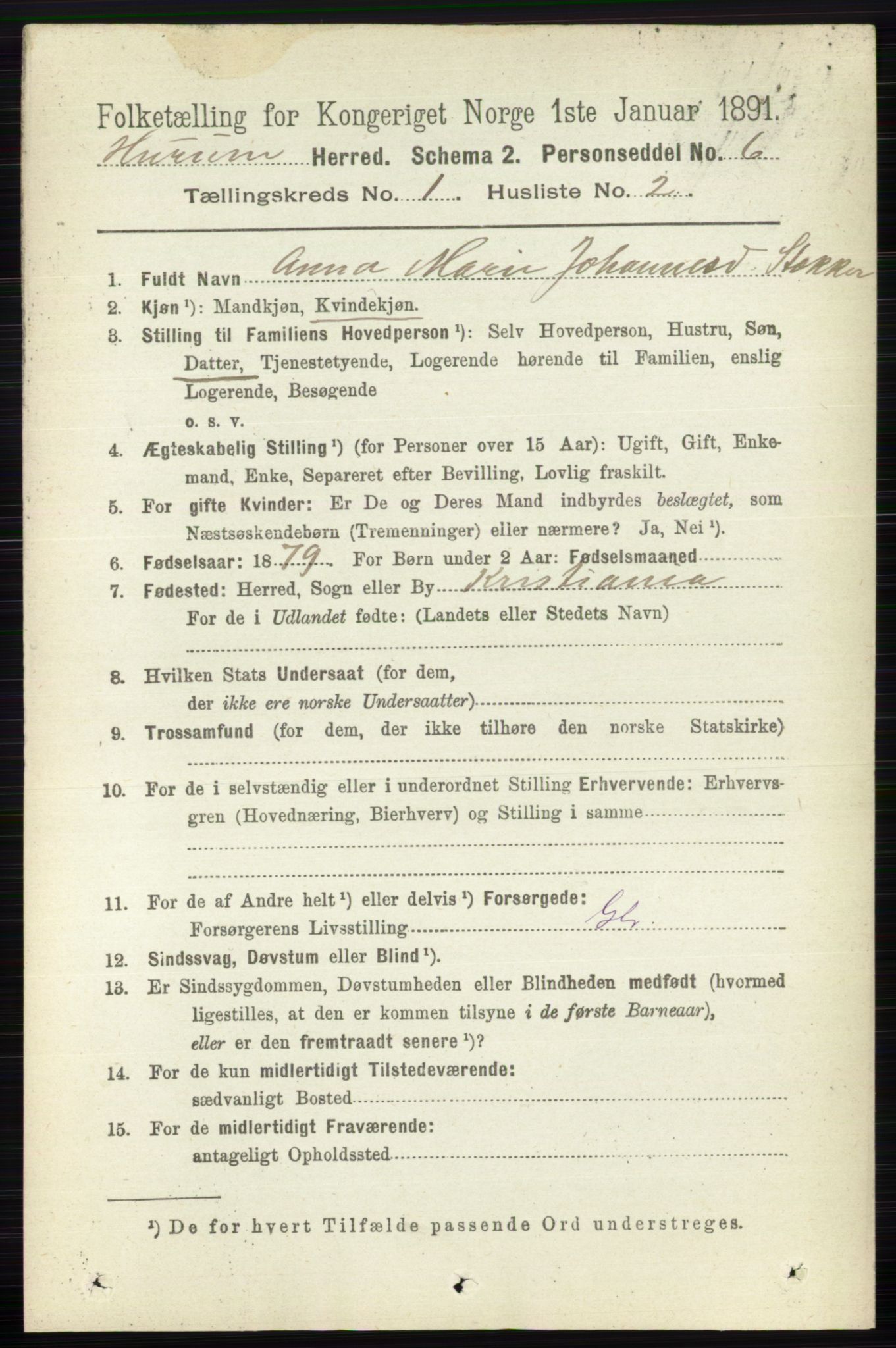 RA, 1891 census for 0628 Hurum, 1891, p. 92