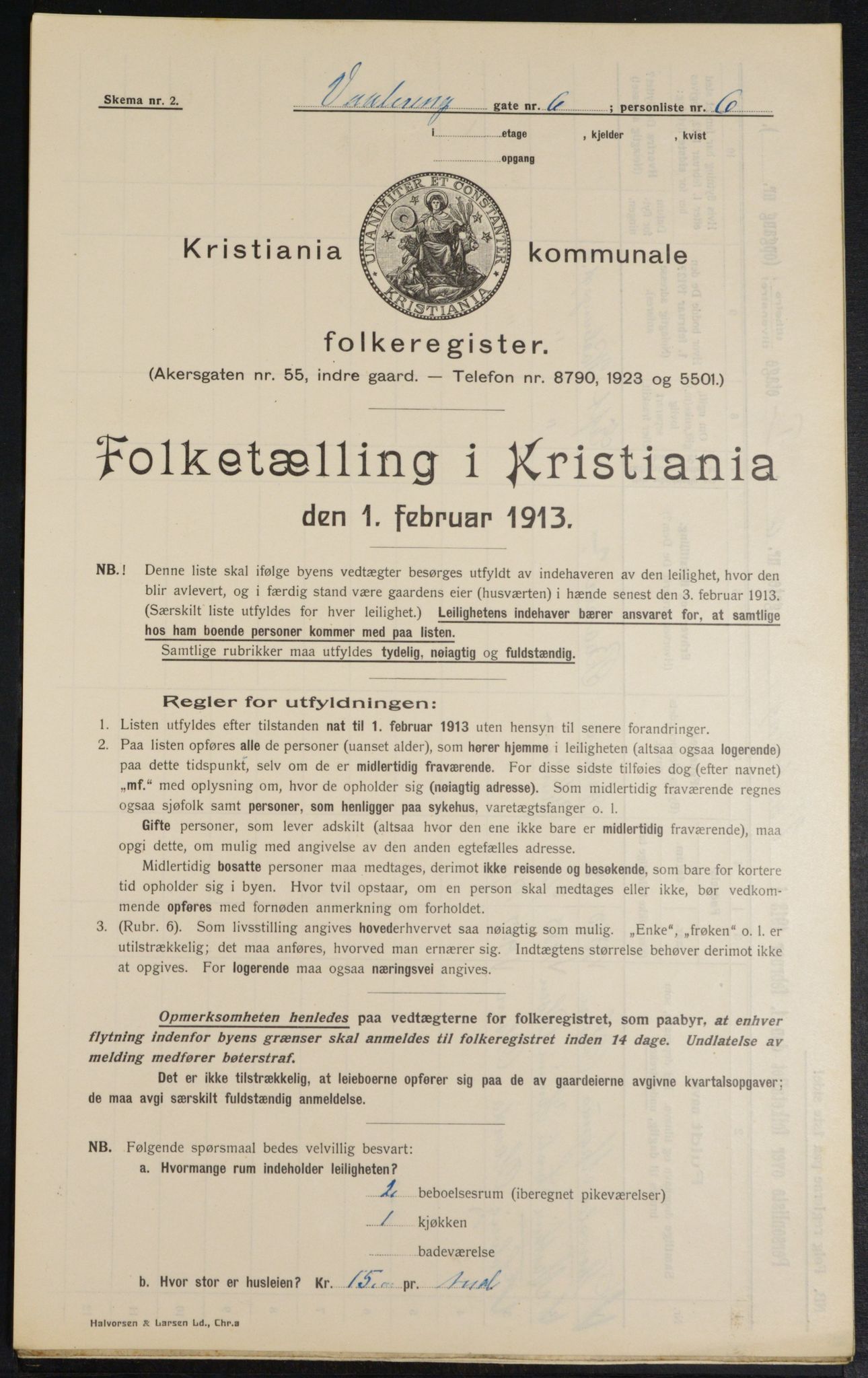 OBA, Municipal Census 1913 for Kristiania, 1913, p. 125588