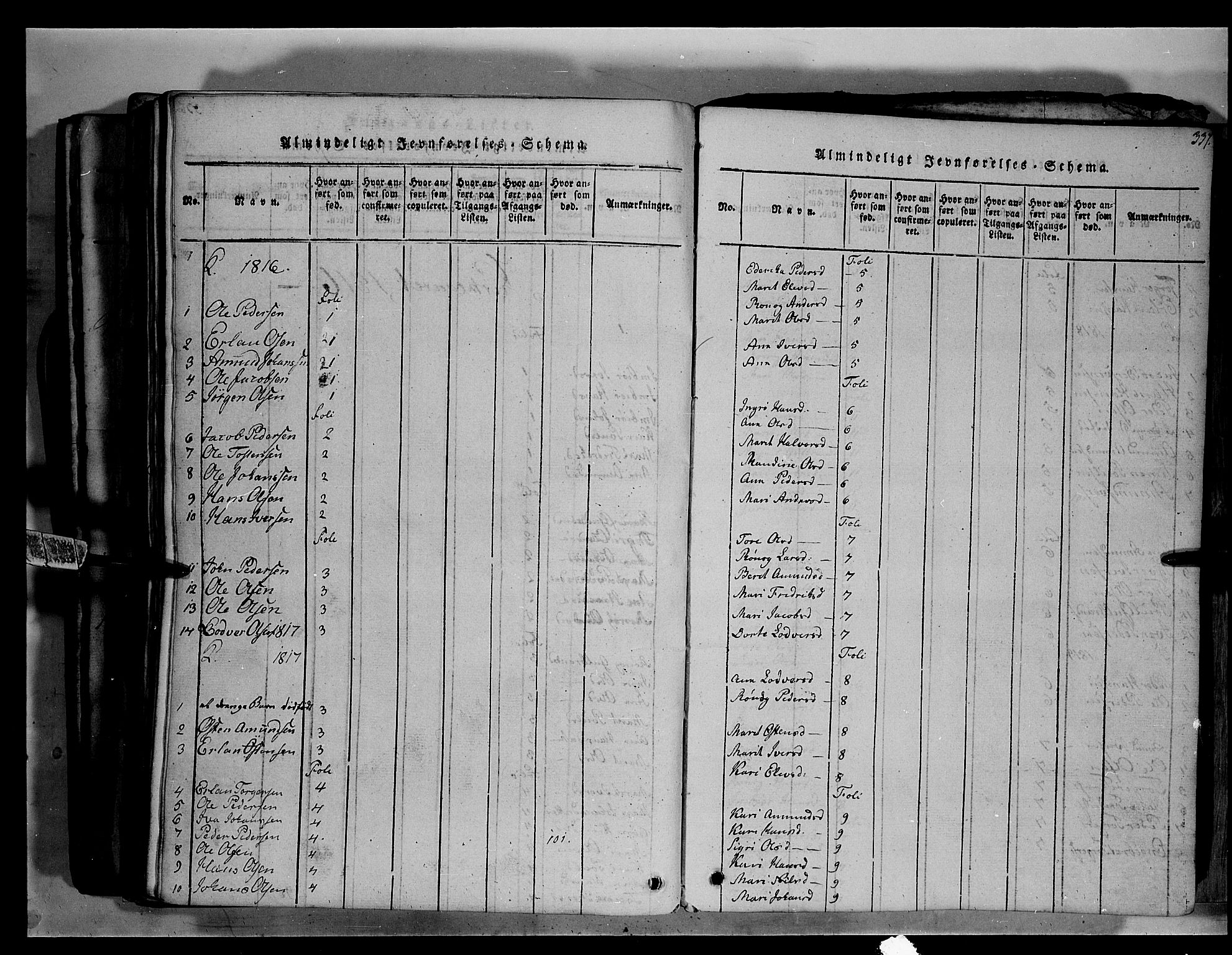 Fron prestekontor, SAH/PREST-078/H/Ha/Hab/L0003: Parish register (copy) no. 3, 1816-1850, p. 337