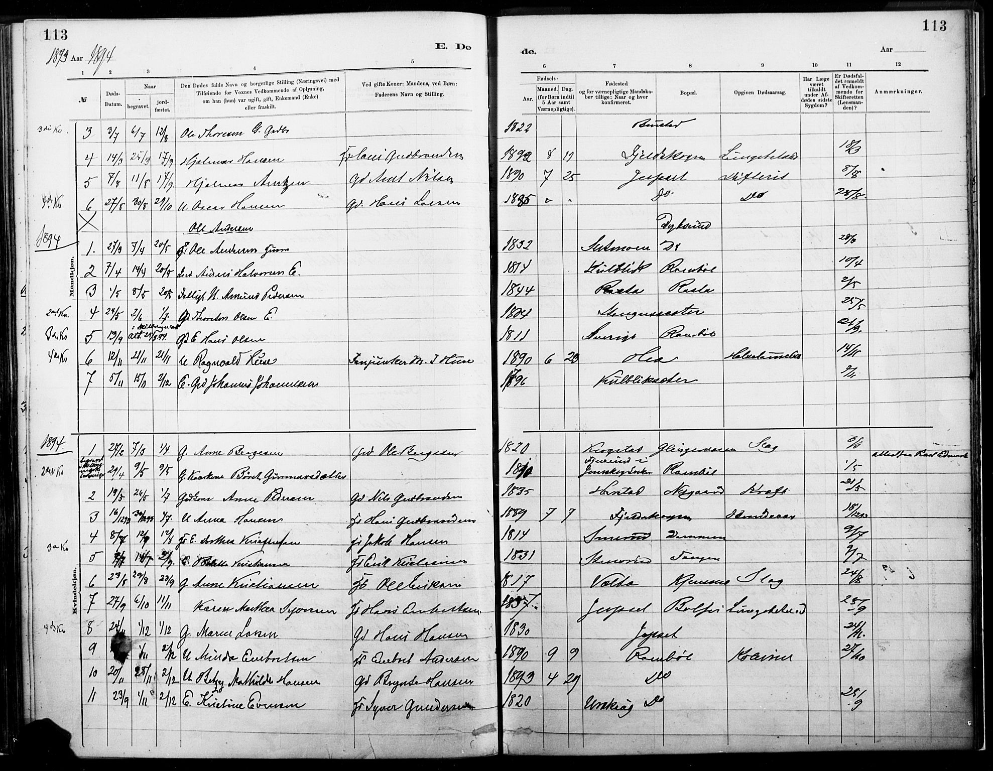Eidskog prestekontor, SAH/PREST-026/H/Ha/Haa/L0004: Parish register (official) no. 4, 1884-1897, p. 113