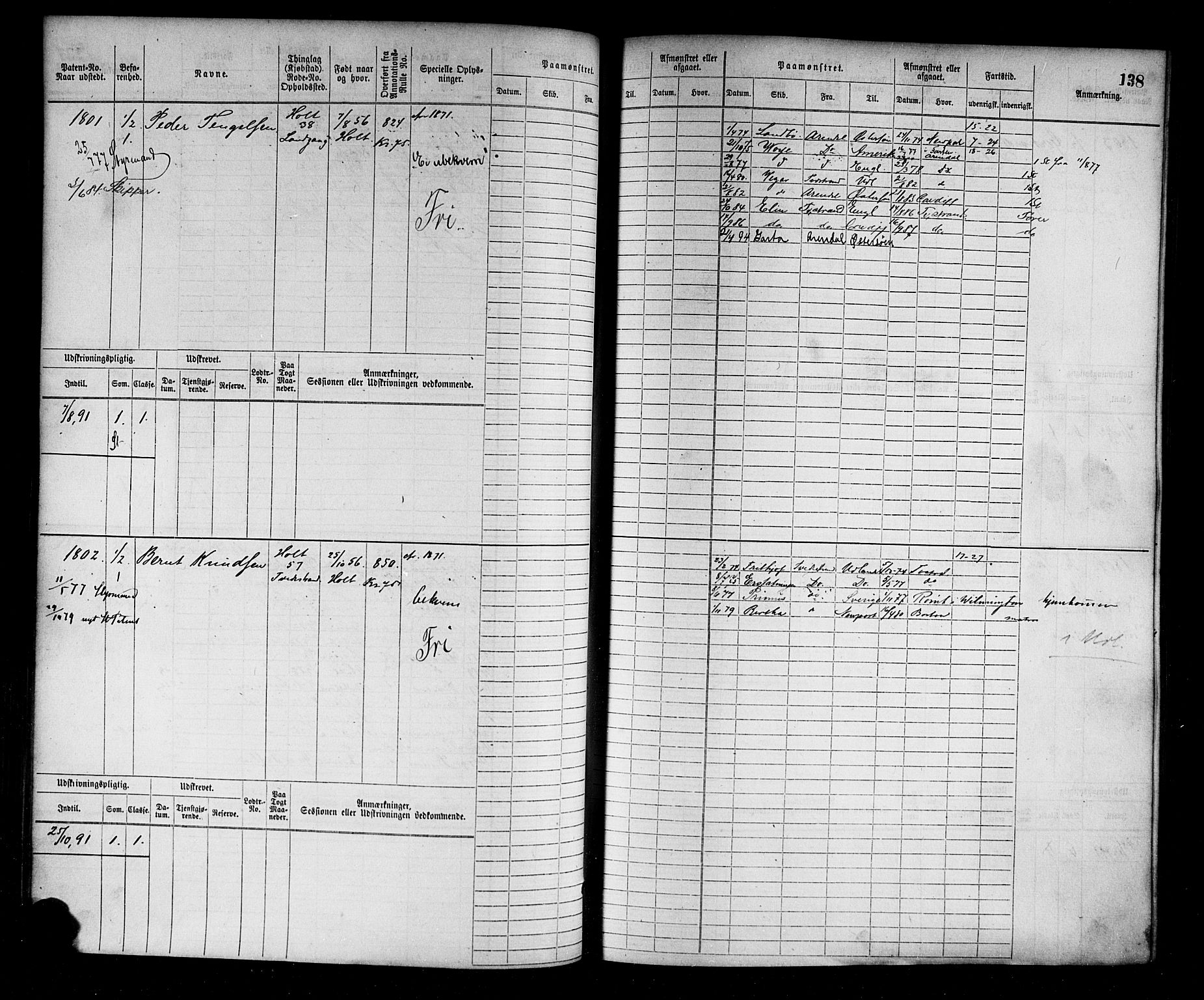 Tvedestrand mønstringskrets, SAK/2031-0011/F/Fb/L0003: Hovedrulle nr 1529-2289, R-4, 1870-1910, p. 139