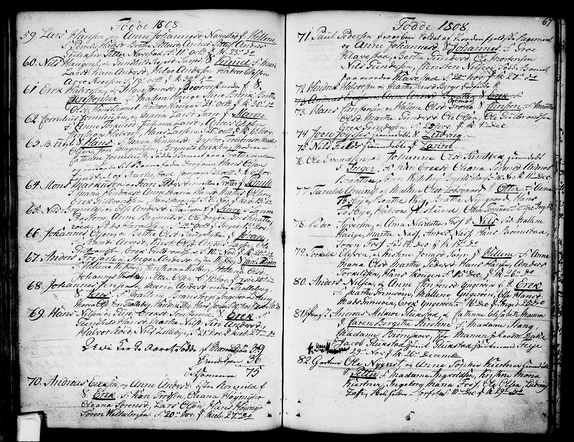 Skjeberg prestekontor Kirkebøker, SAO/A-10923/F/Fa/L0003: Parish register (official) no. I 3, 1792-1814, p. 67