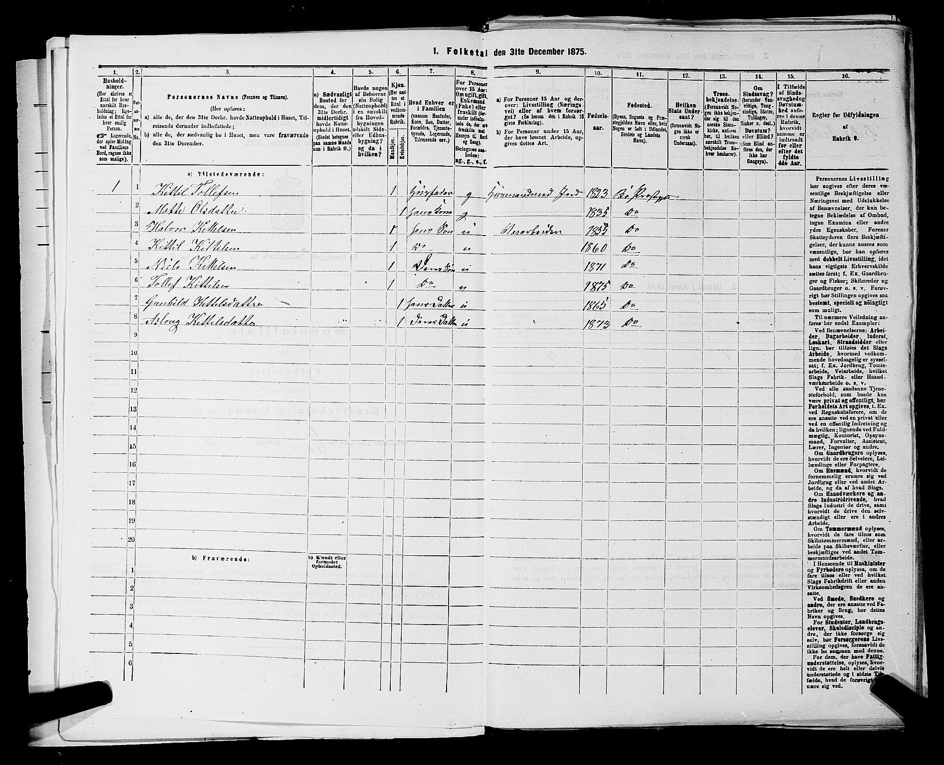 SAKO, 1875 census for 0821P Bø, 1875, p. 44