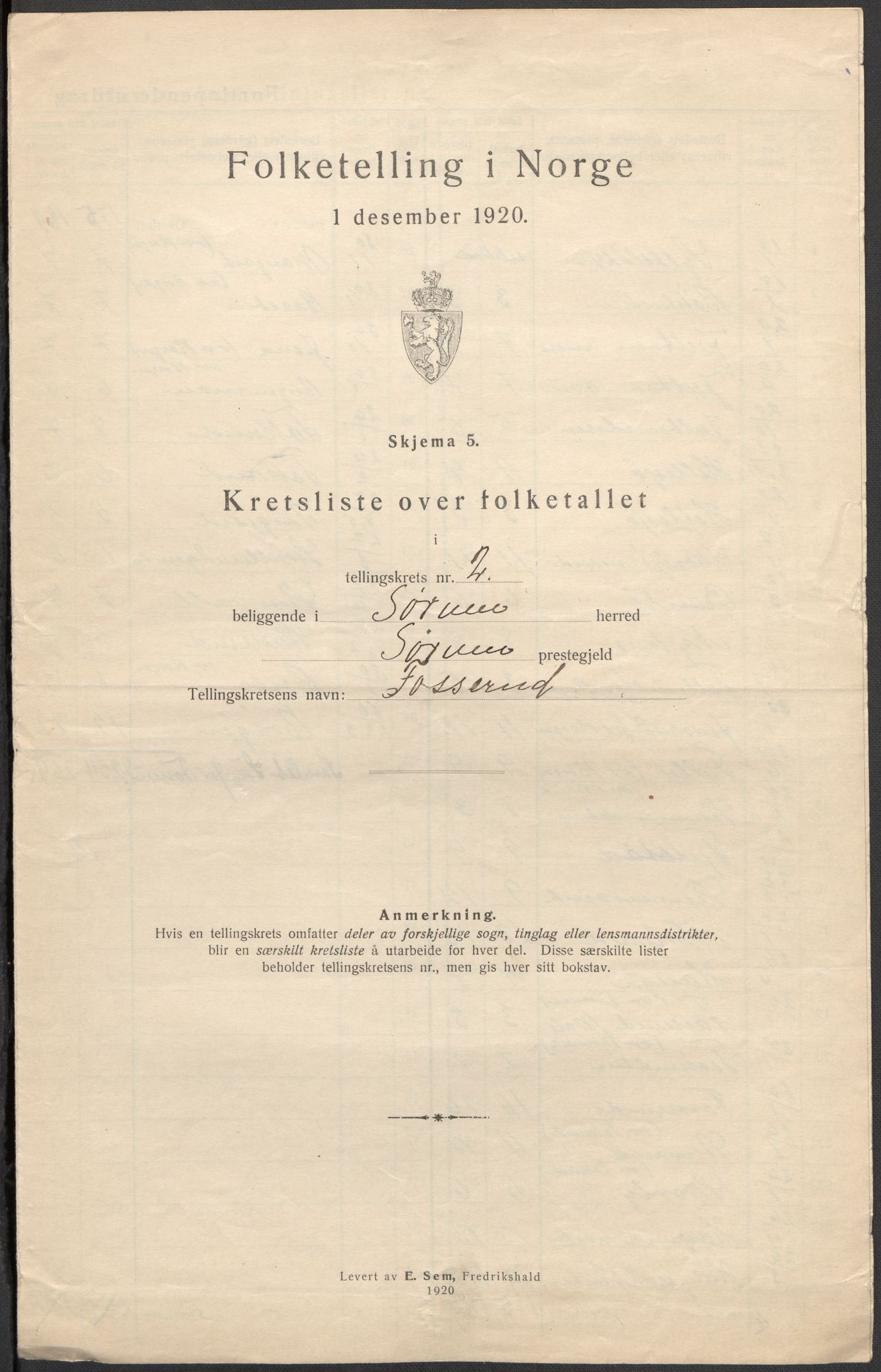 SAO, 1920 census for Sørum, 1920, p. 8